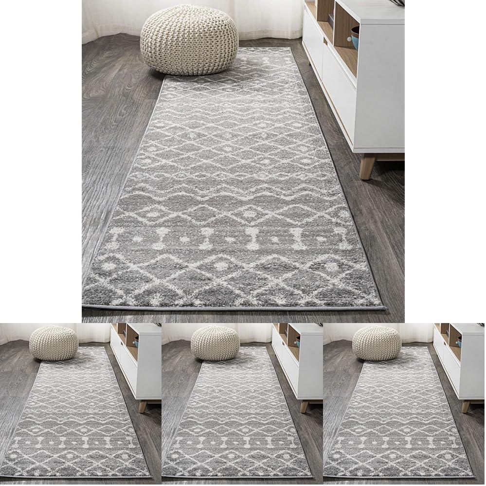 imageJONATHAN Y Aksil Moroccan Beni Souk GrayCream Runner Rug 2x8 Bohemian Scandinavian EasyCleaning for Living Room Bedroom Kitchen Pet Friendly NonShedding MOH208C28GrayCream