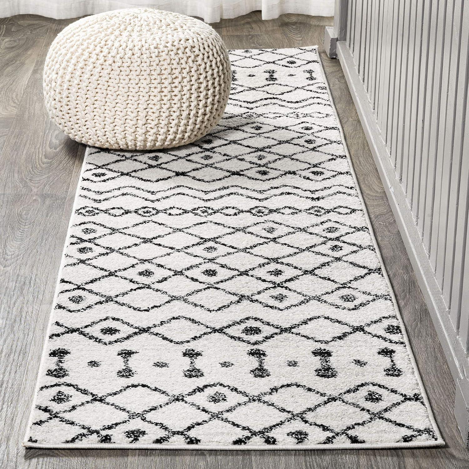 imageJONATHAN Y Aksil Moroccan Beni Souk GrayCream Runner Rug 2x8 Bohemian Scandinavian EasyCleaning for Living Room Bedroom Kitchen Pet Friendly NonShedding MOH208C28CreamBlack