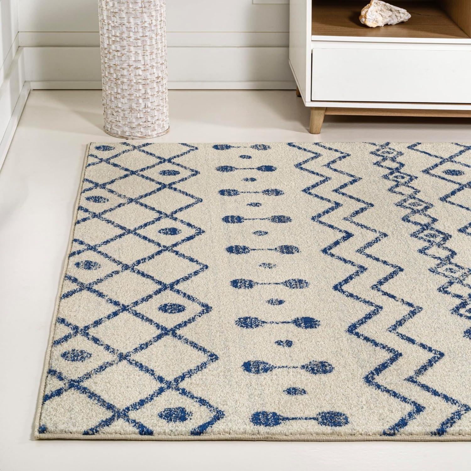 imageJONATHAN Y Aksil Moroccan Beni Souk GrayCream Runner Rug 2x8 Bohemian Scandinavian EasyCleaning for Living Room Bedroom Kitchen Pet Friendly NonShedding MOH208C28CreamNavy