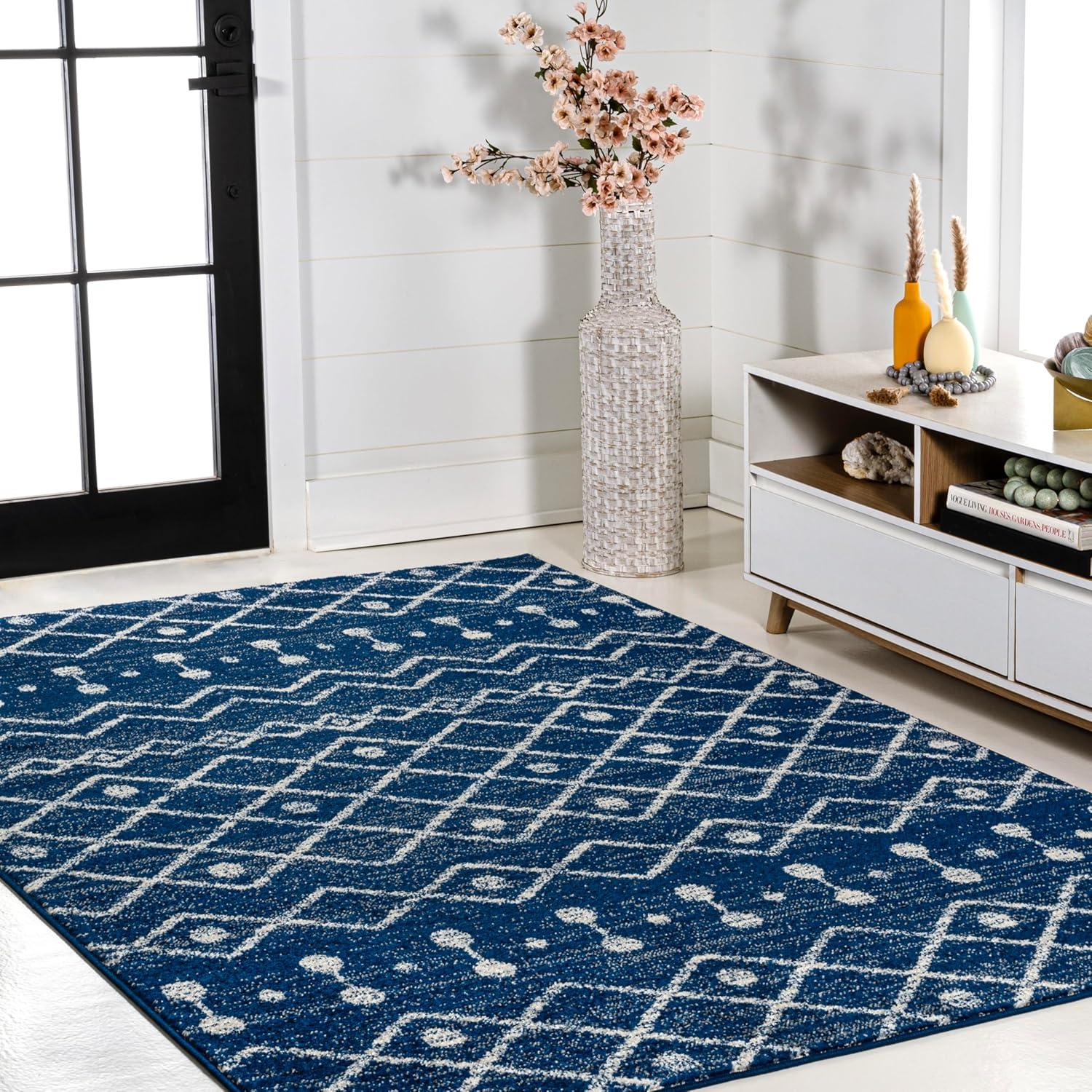 imageJONATHAN Y Aksil Moroccan Beni Souk GrayCream Runner Rug 2x8 Bohemian Scandinavian EasyCleaning for Living Room Bedroom Kitchen Pet Friendly NonShedding MOH208C28NavyCream