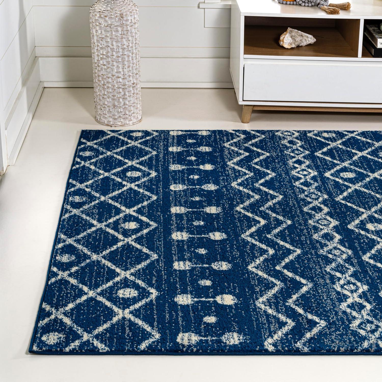 imageJONATHAN Y Aksil Moroccan Beni Souk GrayCream Runner Rug 2x8 Bohemian Scandinavian EasyCleaning for Living Room Bedroom Kitchen Pet Friendly NonShedding MOH208C28NavyCream