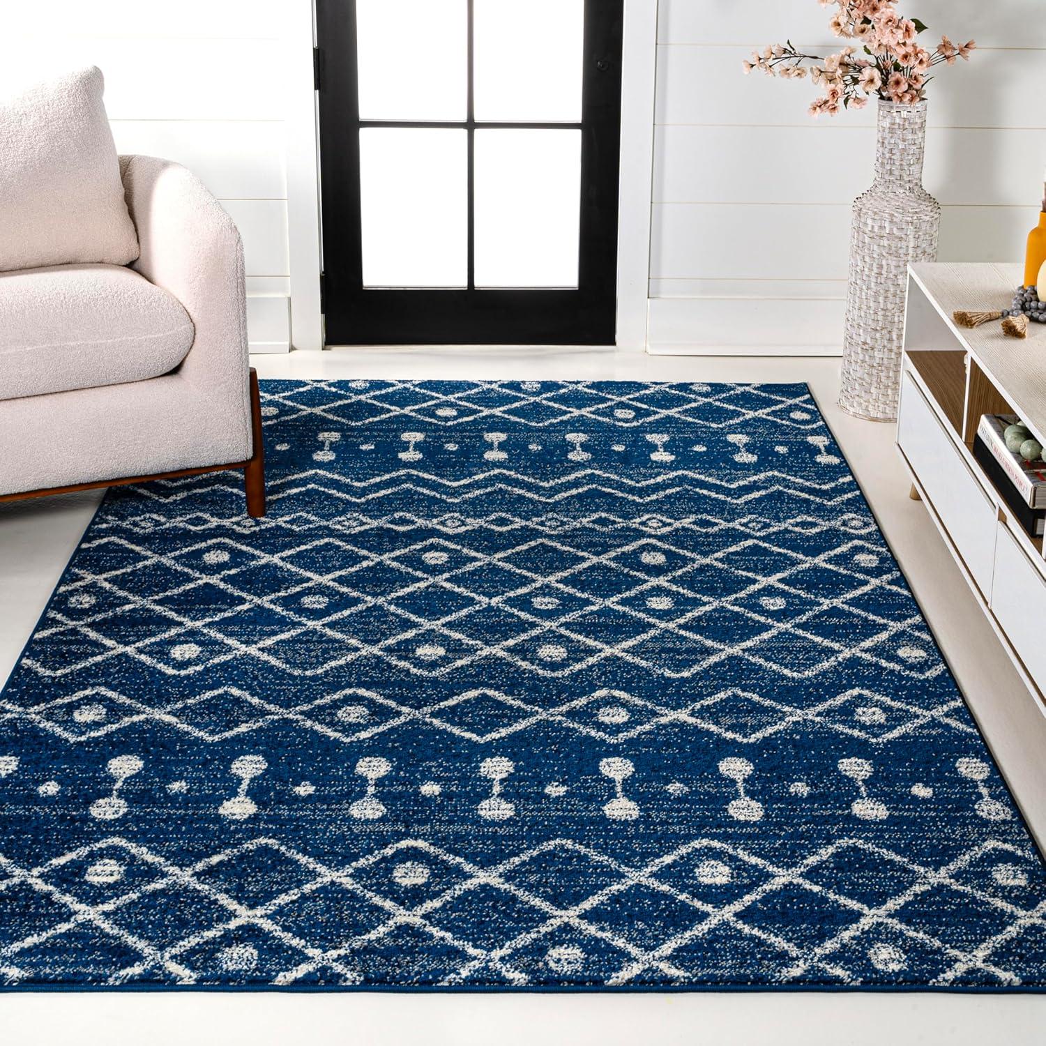imageJONATHAN Y Aksil Moroccan Beni Souk GrayCream Runner Rug 2x8 Bohemian Scandinavian EasyCleaning for Living Room Bedroom Kitchen Pet Friendly NonShedding MOH208C28NavyCream