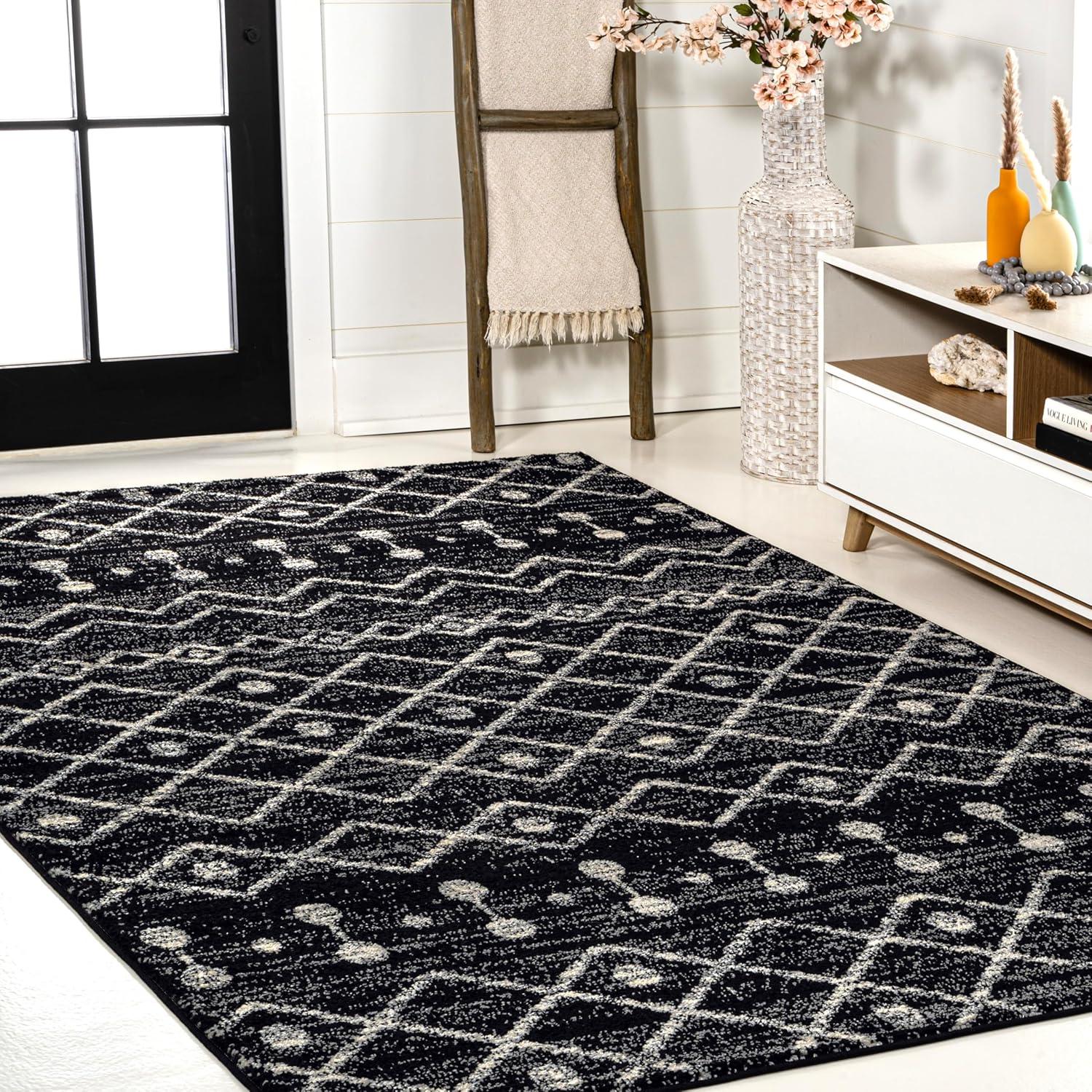 imageJONATHAN Y Aksil Moroccan Beni Souk GrayCream Runner Rug 2x8 Bohemian Scandinavian EasyCleaning for Living Room Bedroom Kitchen Pet Friendly NonShedding MOH208C28BlackCream