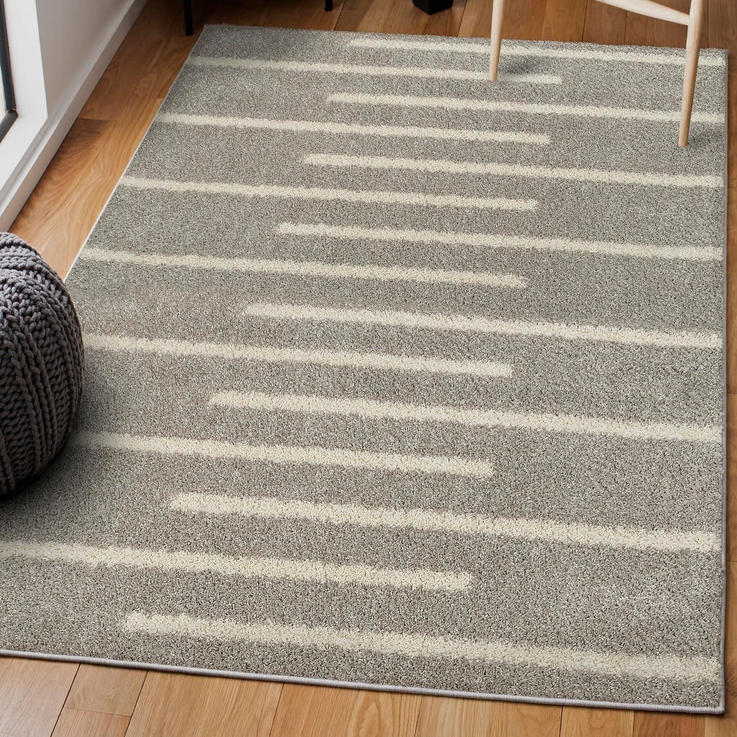imageJONATHAN Y Alaro Berber Stripe Shag WhiteGray Runner Rug 2x8 Bohemian Contemporary EasyCleaning for Living Room Bedroom Kitchen Pet Friendly NonShedding MOH402A28GrayIvory