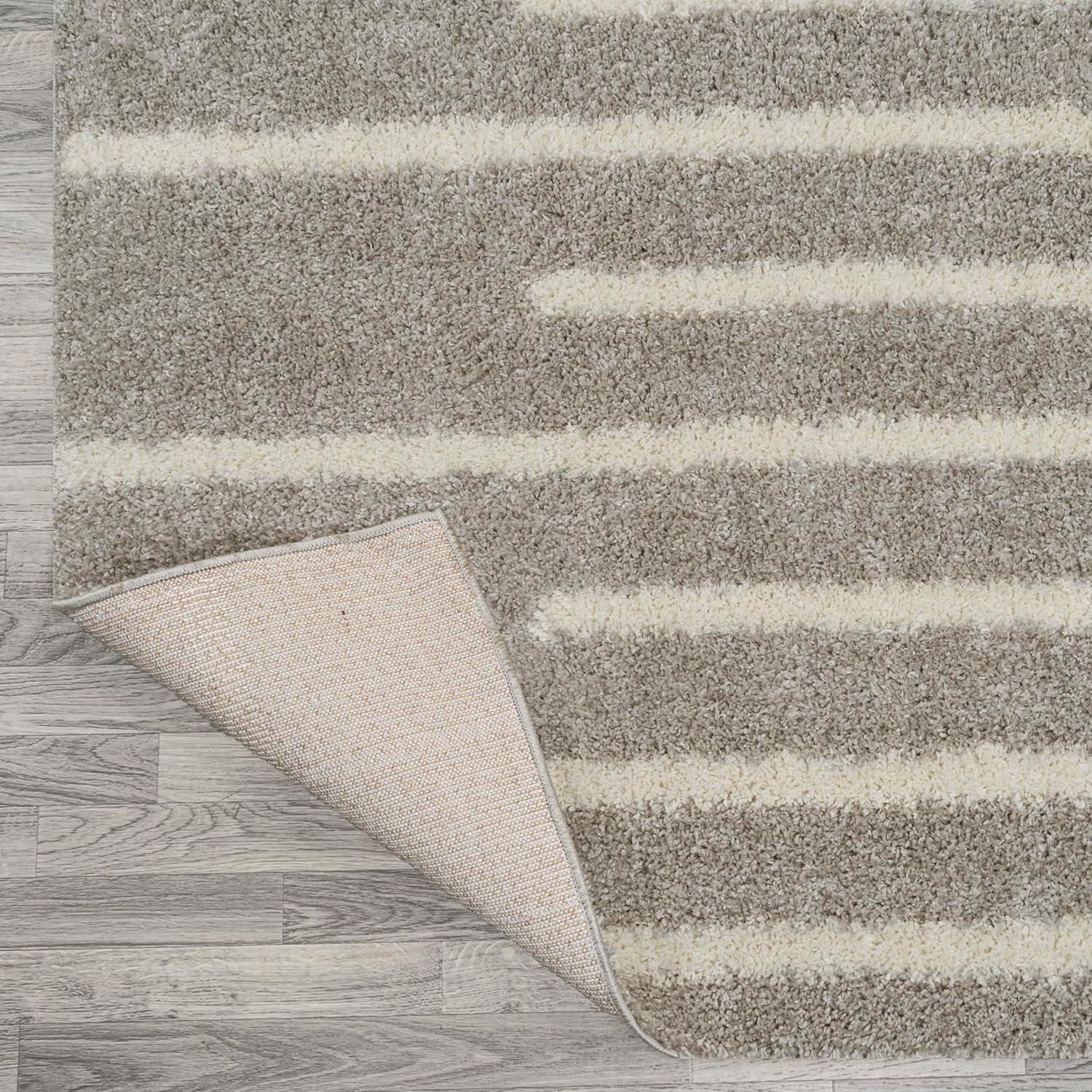 imageJONATHAN Y Alaro Berber Stripe Shag WhiteGray Runner Rug 2x8 Bohemian Contemporary EasyCleaning for Living Room Bedroom Kitchen Pet Friendly NonShedding MOH402A28GrayIvory