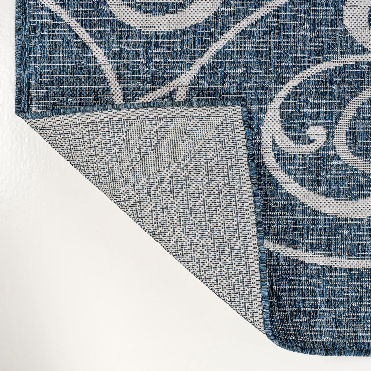 imageJONATHAN Y AllOver Scroll Indoor Outdoor Runner Rug 2X8 TurquoiseCream Maribel Traditional Classic for Backyard Patio Porch EasyCleaning High Traffic PetFriendly NonShedding TSN205E28NavyCream