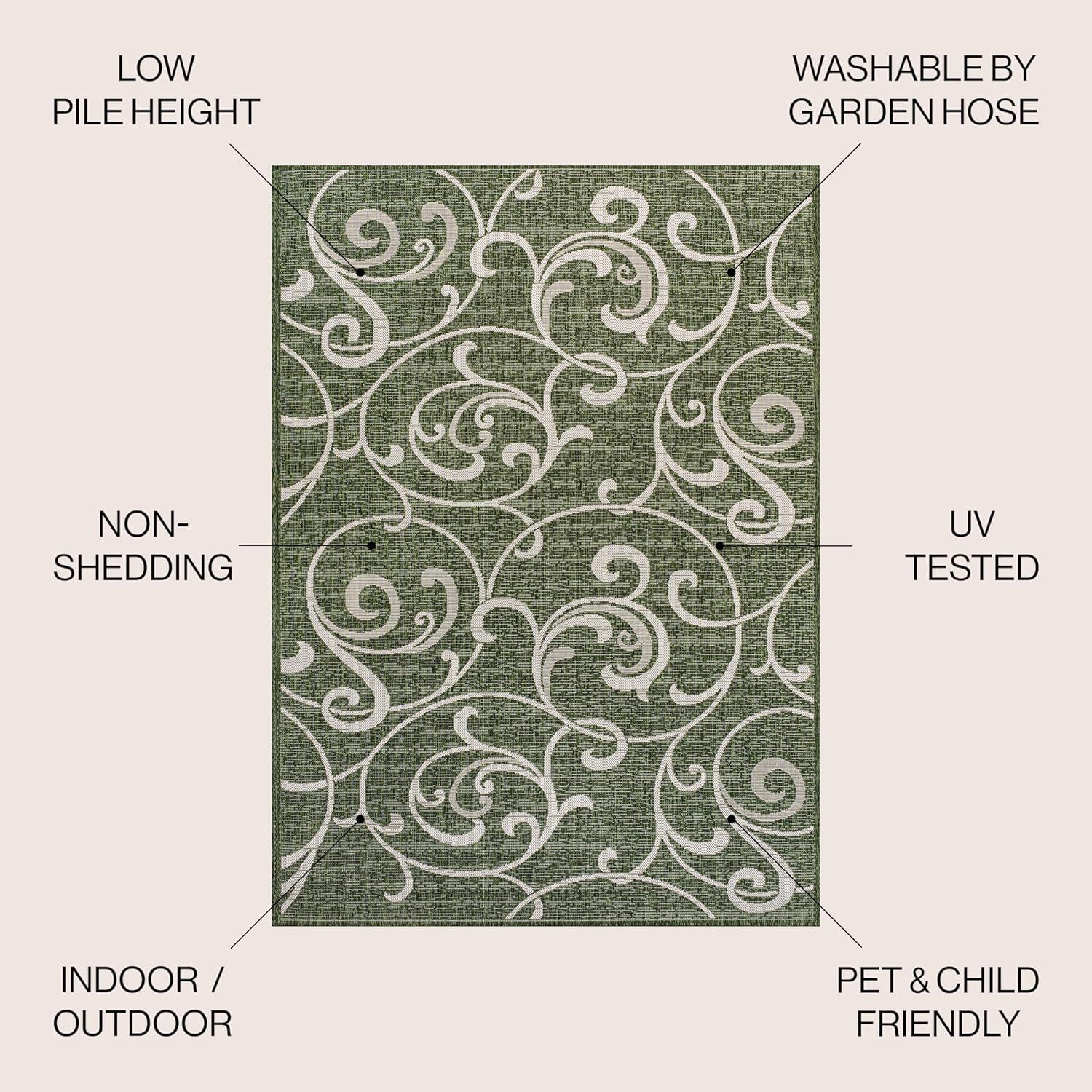 imageJONATHAN Y AllOver Scroll Indoor Outdoor Runner Rug 2X8 TurquoiseCream Maribel Traditional Classic for Backyard Patio Porch EasyCleaning High Traffic PetFriendly NonShedding TSN205E28GreenCream