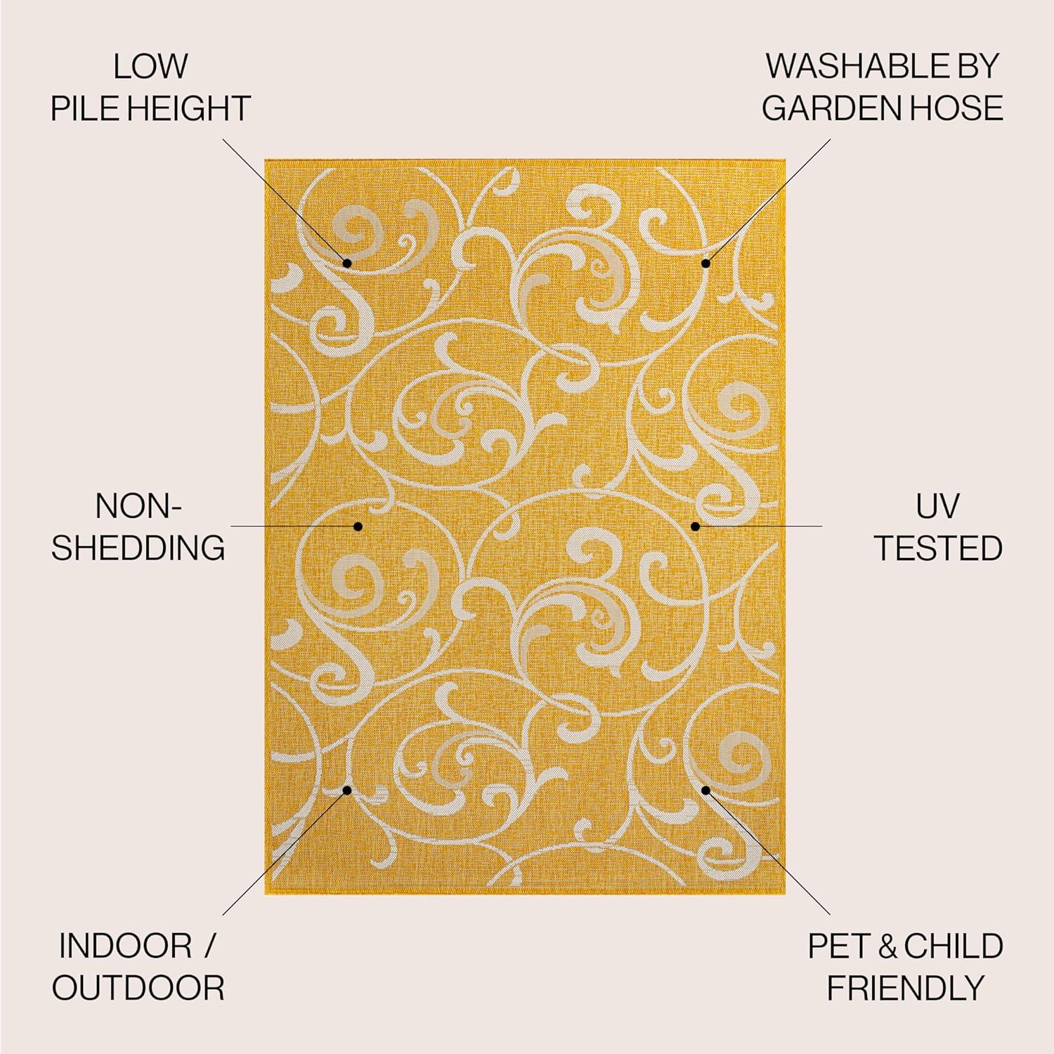 imageJONATHAN Y AllOver Scroll Indoor Outdoor Runner Rug 2X8 TurquoiseCream Maribel Traditional Classic for Backyard Patio Porch EasyCleaning High Traffic PetFriendly NonShedding TSN205E28YellowCream