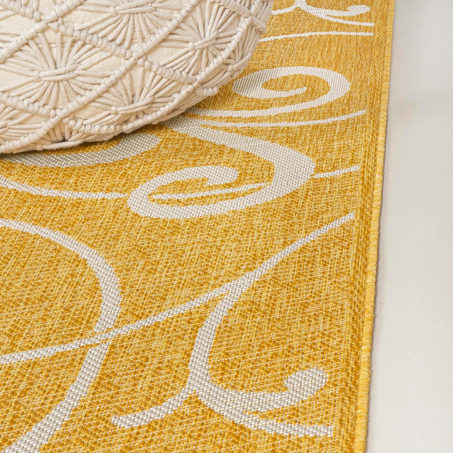 imageJONATHAN Y AllOver Scroll Indoor Outdoor Runner Rug 2X8 TurquoiseCream Maribel Traditional Classic for Backyard Patio Porch EasyCleaning High Traffic PetFriendly NonShedding TSN205E28YellowCream