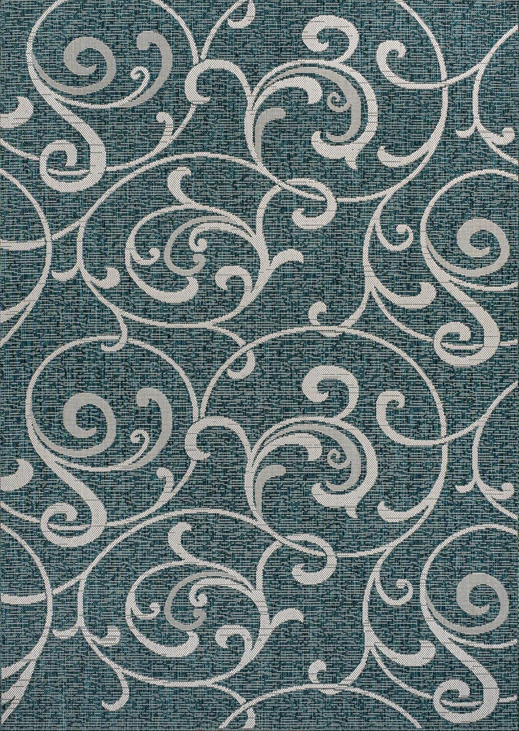 imageJONATHAN Y AllOver Scroll Indoor Outdoor Runner Rug 2X8 TurquoiseCream Maribel Traditional Classic for Backyard Patio Porch EasyCleaning High Traffic PetFriendly NonShedding TSN205E28TurquoiseCream