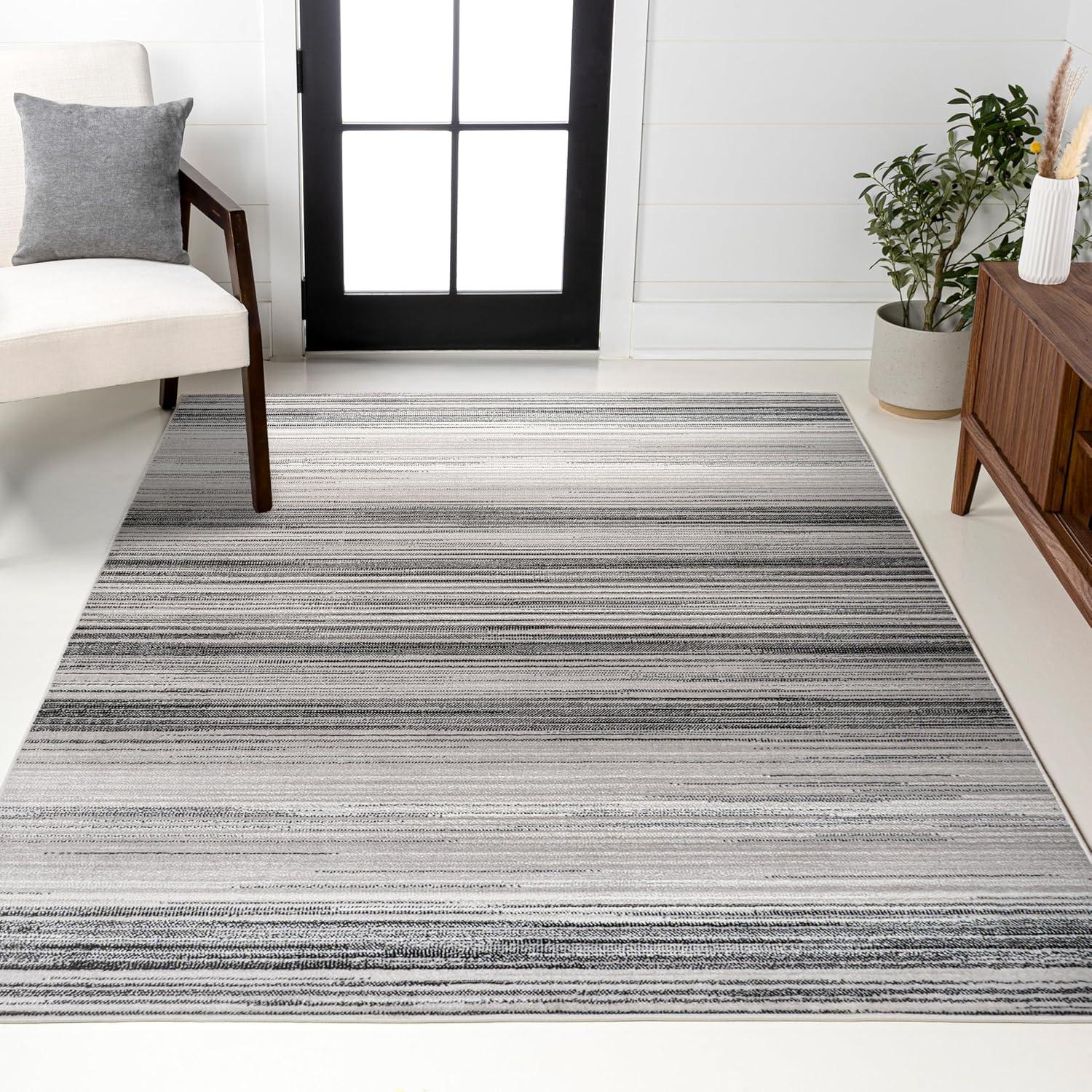 imageJONATHAN Y Austin Gradient Striped GrayBlack Runner Rug 2x8 Modern Contemporary EasyCleaning for Living Room Bedroom Kitchen Pet Friendly NonShedding LUX103A28GrayBlack