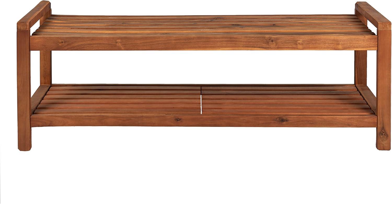 imageJONATHAN Y BNH102A Blane 508quot 3Seat MidCentury Modern 600Lbs Support Acacia Wood Slat Outdoor Garden Patio Bench for Garden Lawn Backyard Pool Deck Beach Firepit Teak