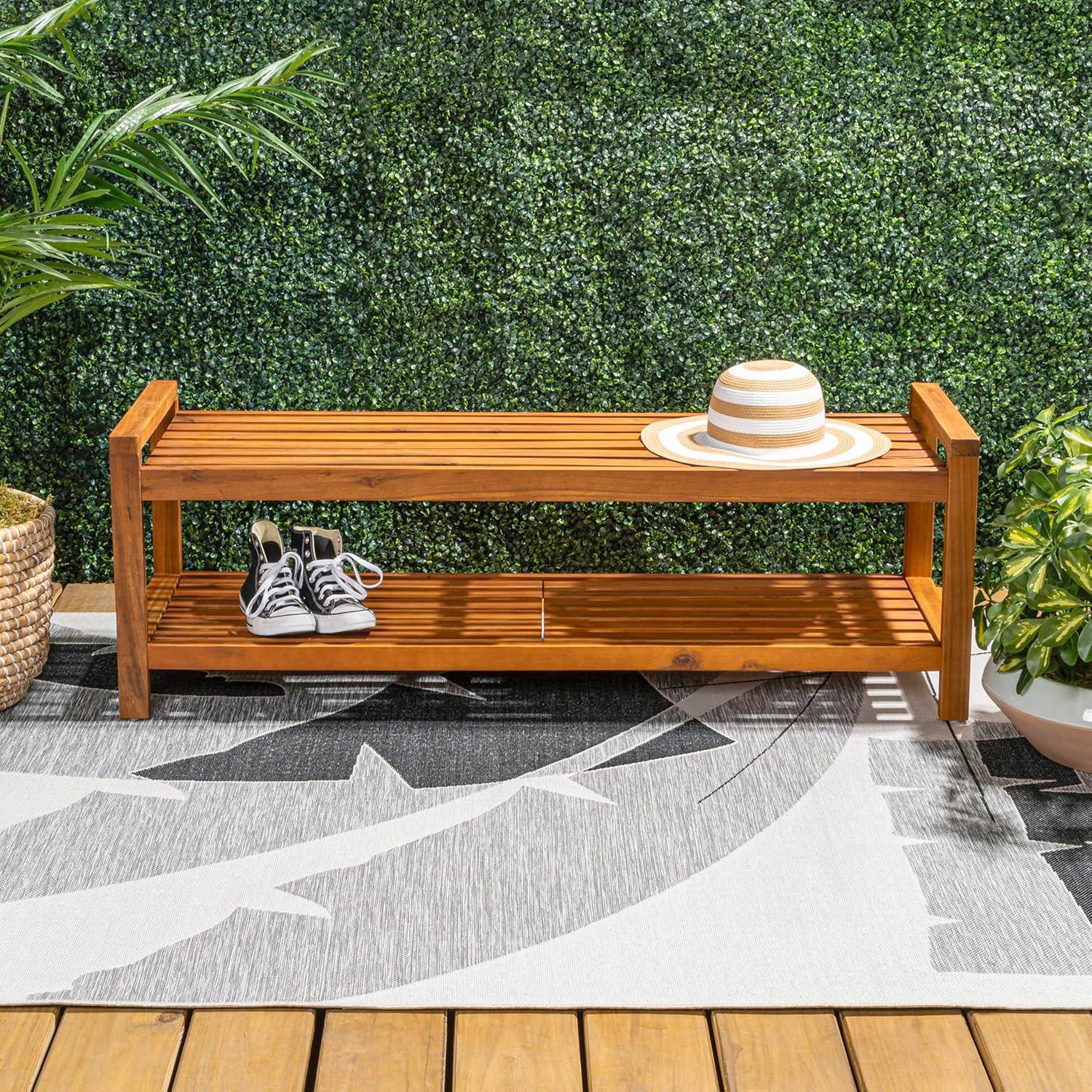 imageJONATHAN Y BNH102A Blane 508quot 3Seat MidCentury Modern 600Lbs Support Acacia Wood Slat Outdoor Garden Patio Bench for Garden Lawn Backyard Pool Deck Beach Firepit Teak