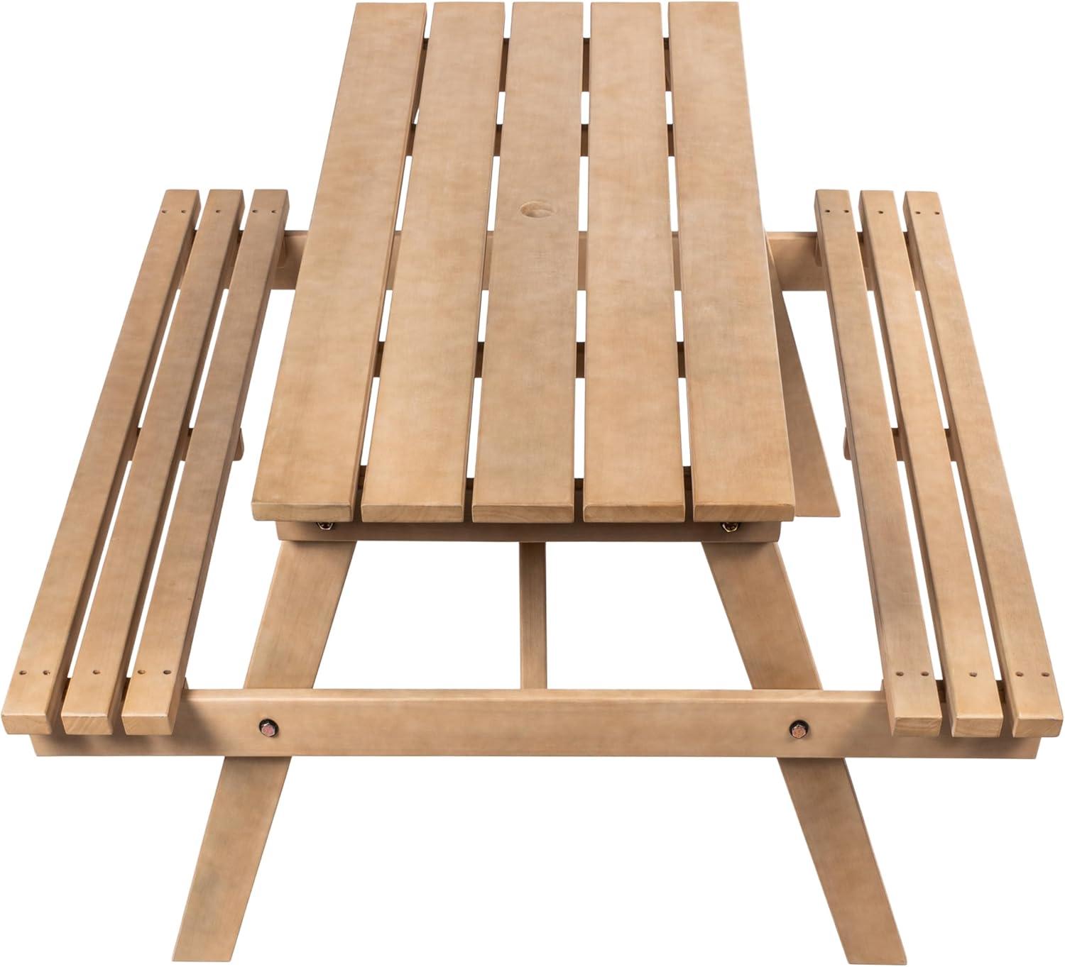 imageJONATHAN Y BNH200ANEW Shoreham 55quot Modern Classic Outdoor Wood Picnic Table Benches with Umbrella Hole Traditional Coastal MidCentury Vintage Farmhouse Teak BrownLight Teak