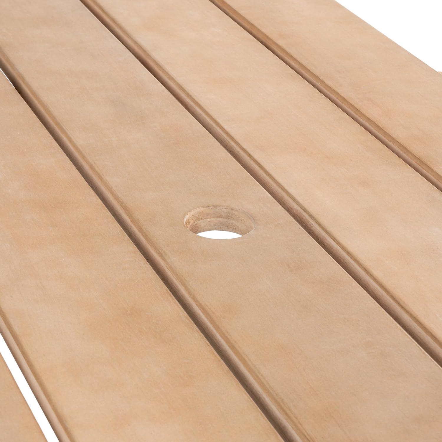 imageJONATHAN Y BNH200ANEW Shoreham 55quot Modern Classic Outdoor Wood Picnic Table Benches with Umbrella Hole Traditional Coastal MidCentury Vintage Farmhouse Teak BrownLight Teak