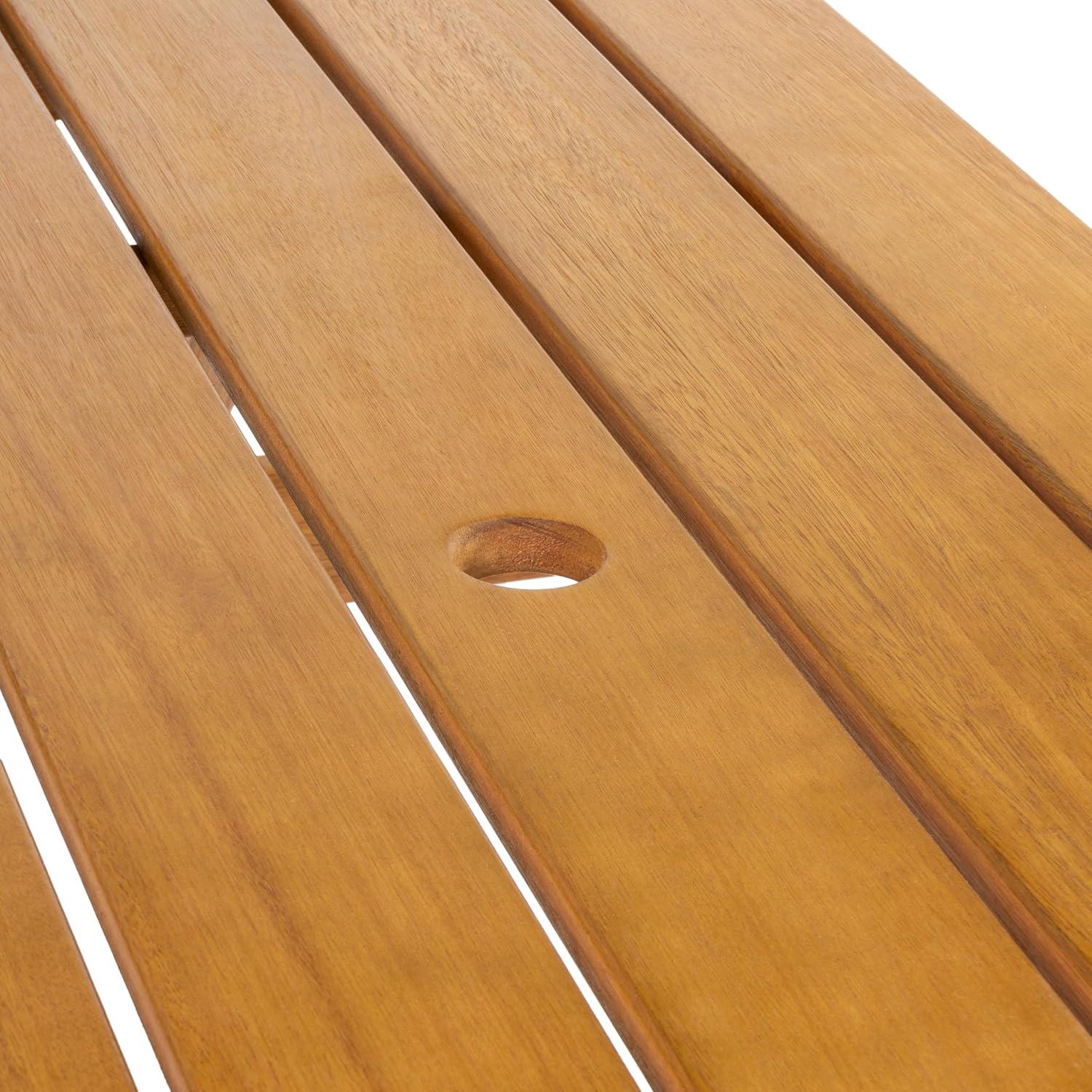 imageJONATHAN Y BNH200ANEW Shoreham 55quot Modern Classic Outdoor Wood Picnic Table Benches with Umbrella Hole Traditional Coastal MidCentury Vintage Farmhouse Teak BrownTeak Brown