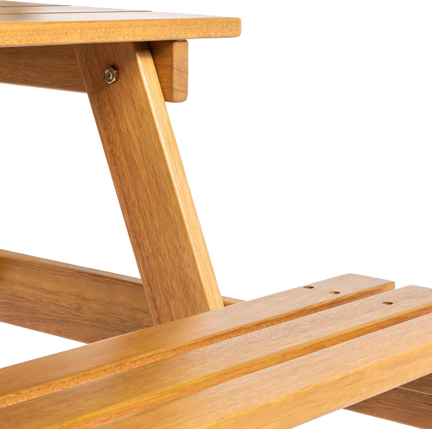 imageJONATHAN Y BNH200ANEW Shoreham 55quot Modern Classic Outdoor Wood Picnic Table Benches with Umbrella Hole Traditional Coastal MidCentury Vintage Farmhouse Teak BrownTeak Brown