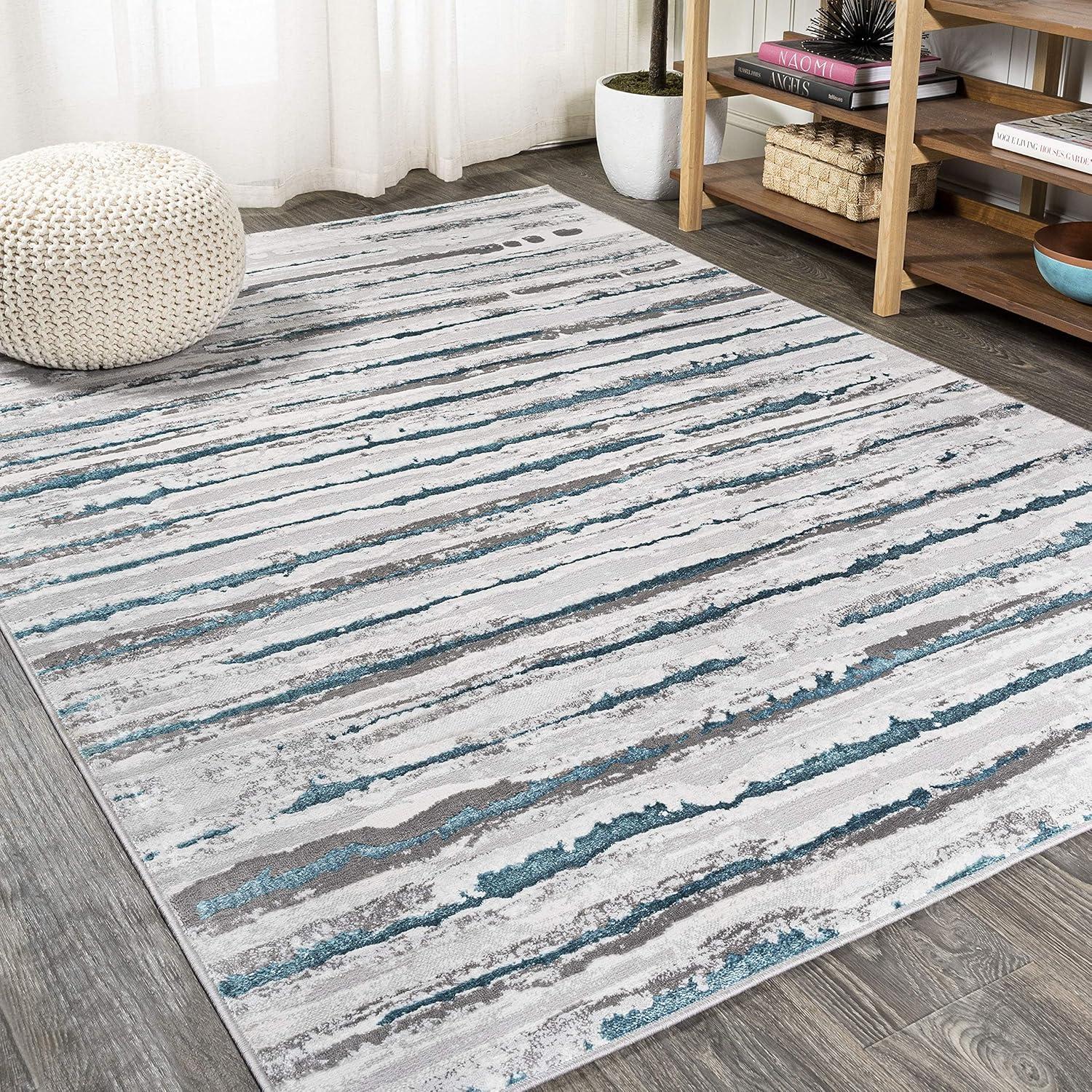 imageJONATHAN Y Batten Stripe GrayBlack Runner Rug 2X8 ft Modern for Living Room Bedroom Kitchen Office EasyCleaning High Traffic PetFriendly NonShedding SOR204B28GrayTurquoise