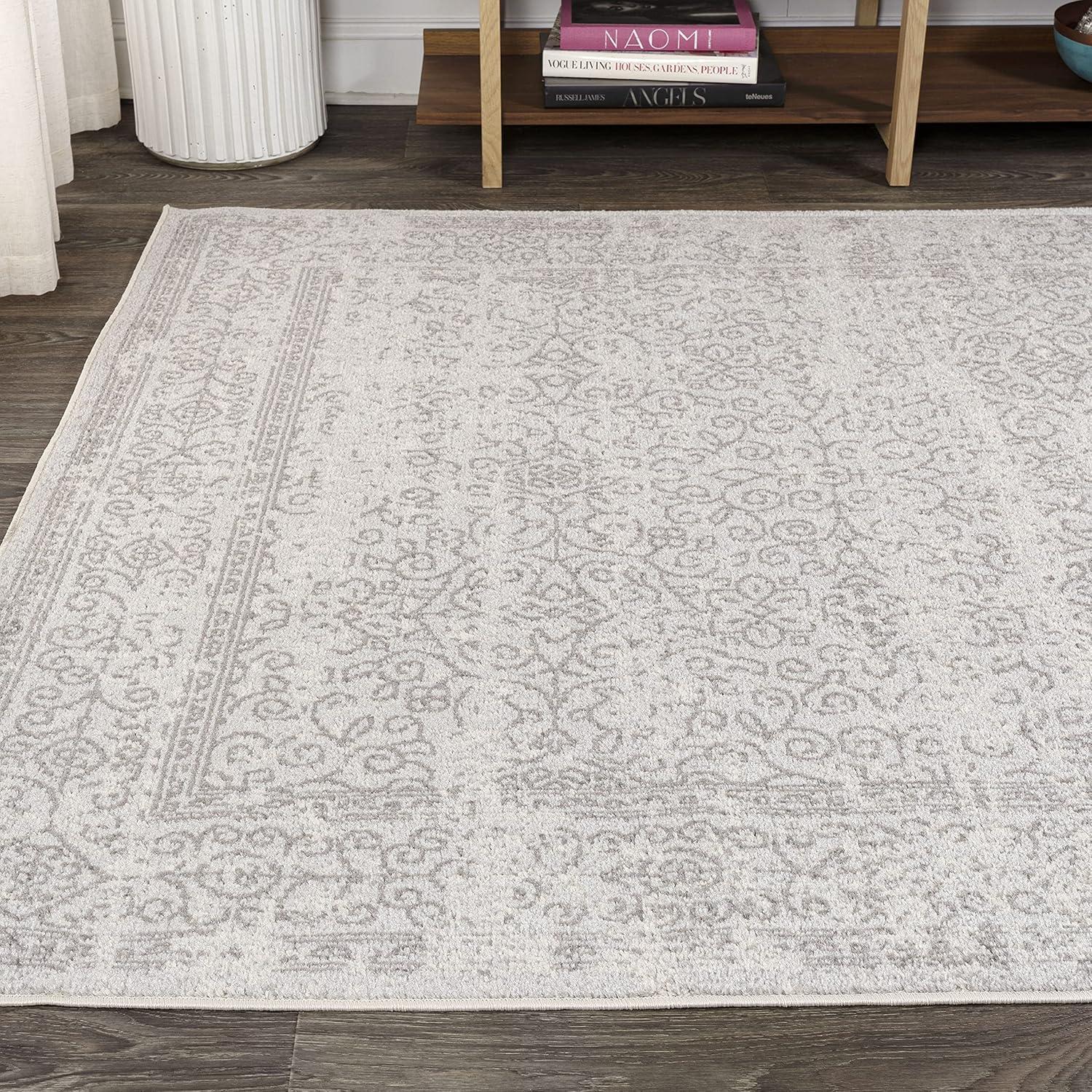 imageJONATHAN Y Bohemian Ferro Filigree Blue Runner Rug 2x8 Vintage Casual Transitional EasyCleaning for Living Room Bedroom Kitchen Pet Friendly NonShedding BMF108B28GrayDark Gray