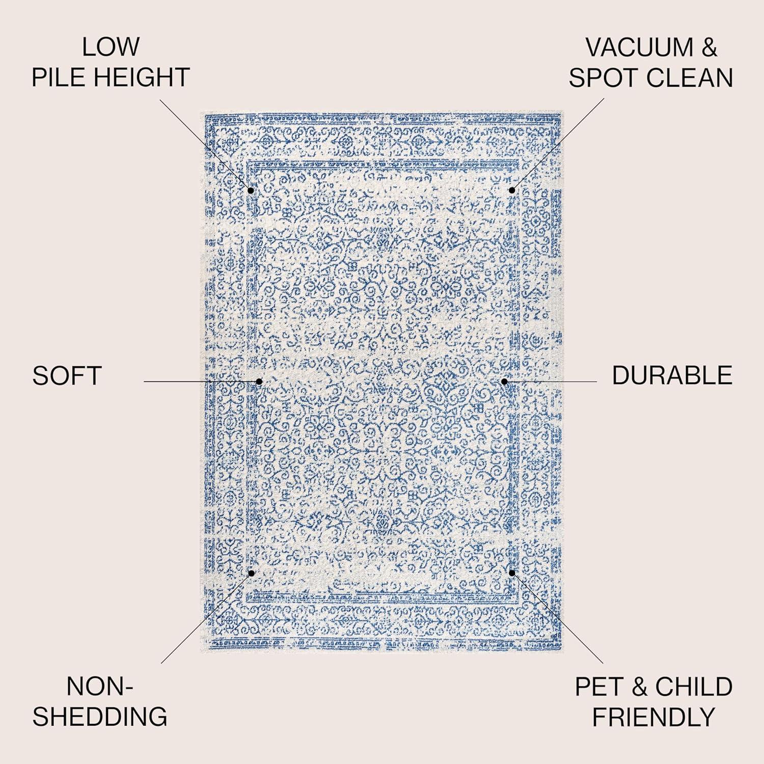 imageJONATHAN Y Bohemian Ferro Filigree Blue Runner Rug 2x8 Vintage Casual Transitional EasyCleaning for Living Room Bedroom Kitchen Pet Friendly NonShedding BMF108B28CreamBlue