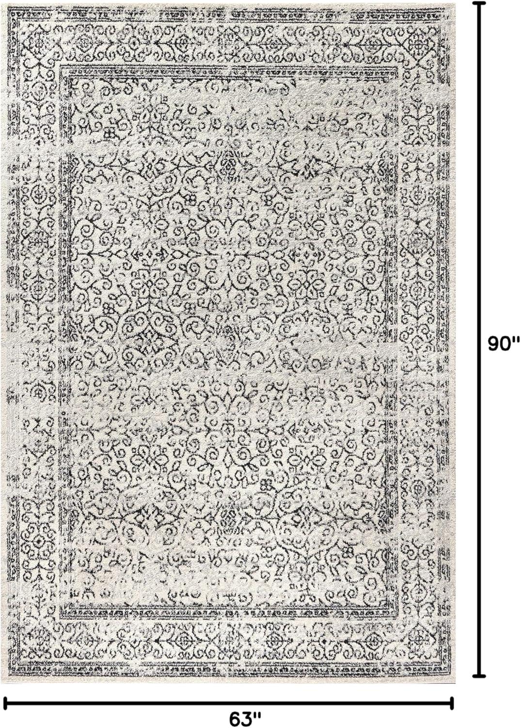 imageJONATHAN Y Bohemian Ferro Filigree Blue Runner Rug 2x8 Vintage Casual Transitional EasyCleaning for Living Room Bedroom Kitchen Pet Friendly NonShedding BMF108B28GrayBlack