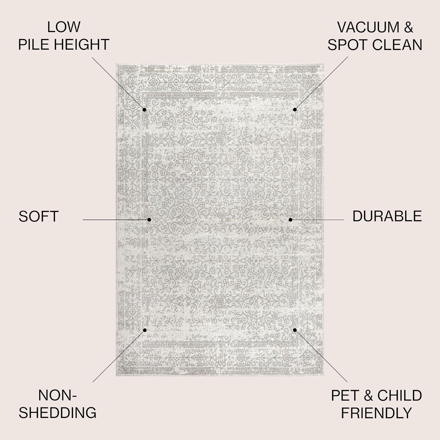 imageJONATHAN Y Bohemian Ferro Filigree Blue Runner Rug 2x8 Vintage Casual Transitional EasyCleaning for Living Room Bedroom Kitchen Pet Friendly NonShedding BMF108B28GrayDark Gray