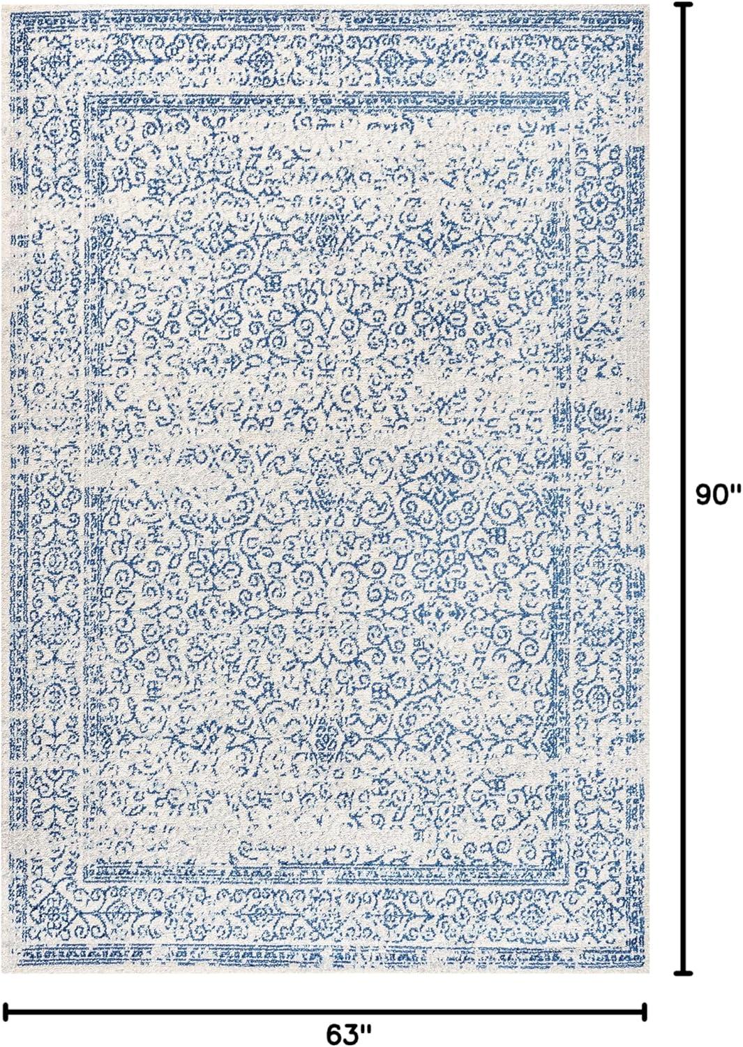 imageJONATHAN Y Bohemian Ferro Filigree Blue Runner Rug 2x8 Vintage Casual Transitional EasyCleaning for Living Room Bedroom Kitchen Pet Friendly NonShedding BMF108B28CreamBlue