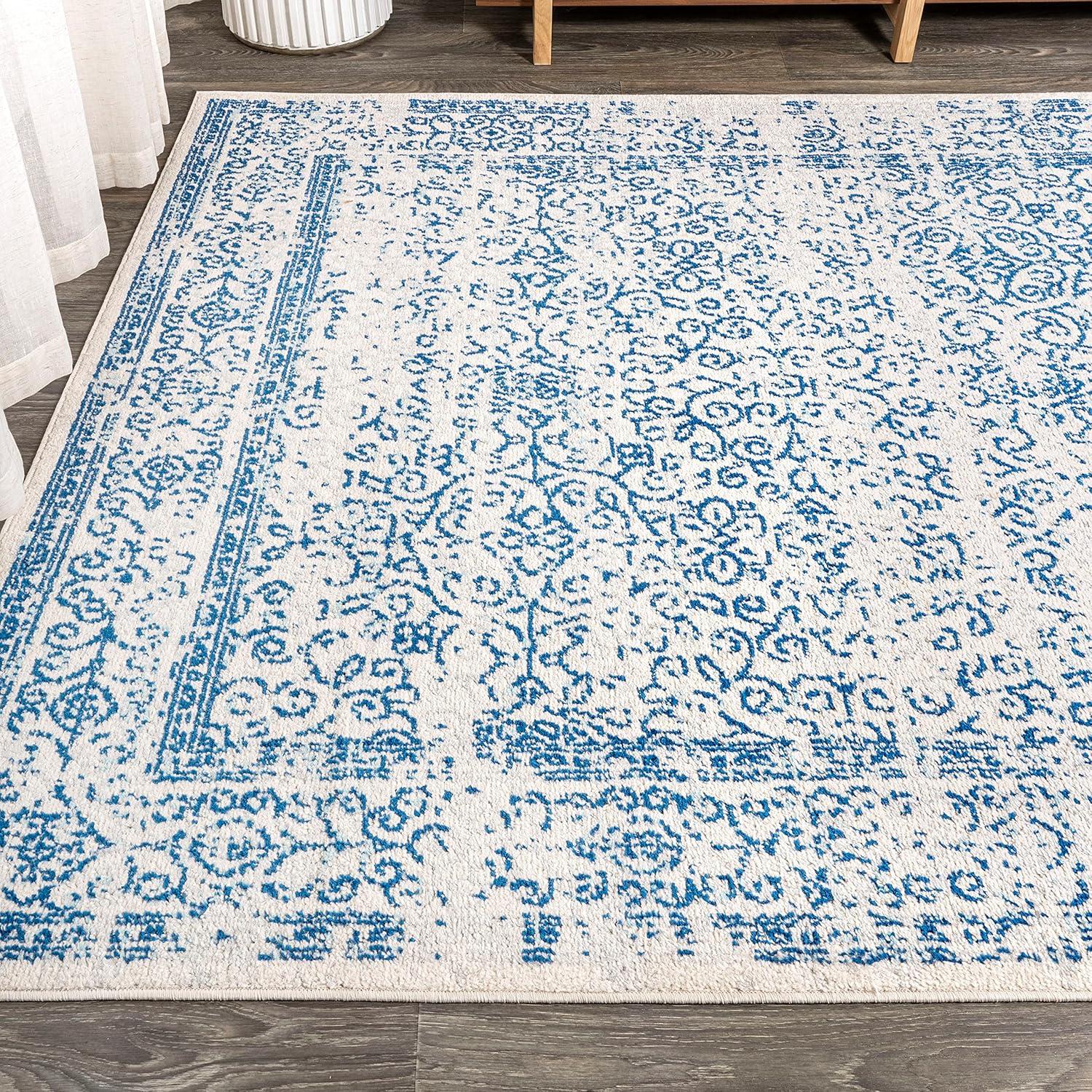 imageJONATHAN Y Bohemian Ferro Filigree Blue Runner Rug 2x8 Vintage Casual Transitional EasyCleaning for Living Room Bedroom Kitchen Pet Friendly NonShedding BMF108B28CreamBlue