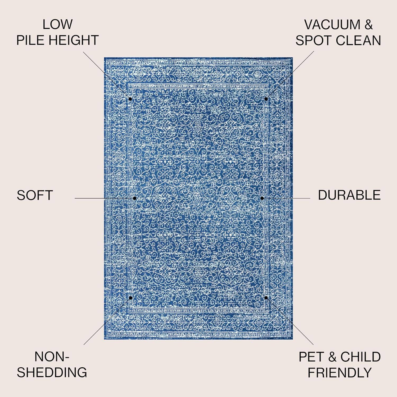 imageJONATHAN Y Bohemian Ferro Filigree Blue Runner Rug 2x8 Vintage Casual Transitional EasyCleaning for Living Room Bedroom Kitchen Pet Friendly NonShedding BMF108B28Blue