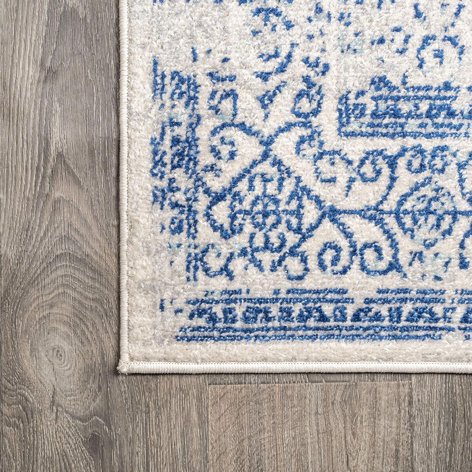 imageJONATHAN Y Bohemian Ferro Filigree Blue Runner Rug 2x8 Vintage Casual Transitional EasyCleaning for Living Room Bedroom Kitchen Pet Friendly NonShedding BMF108B28CreamBlue