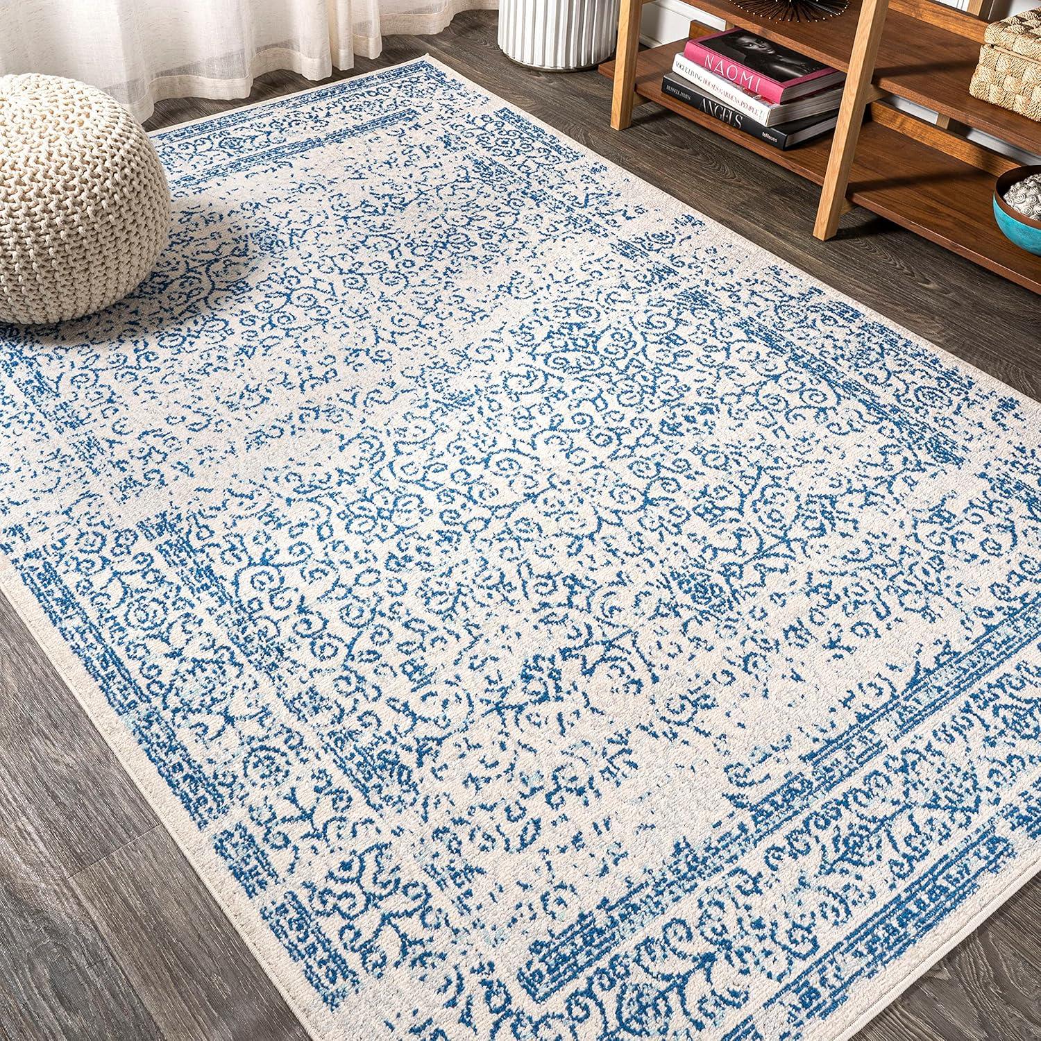 imageJONATHAN Y Bohemian Ferro Filigree Blue Runner Rug 2x8 Vintage Casual Transitional EasyCleaning for Living Room Bedroom Kitchen Pet Friendly NonShedding BMF108B28CreamBlue