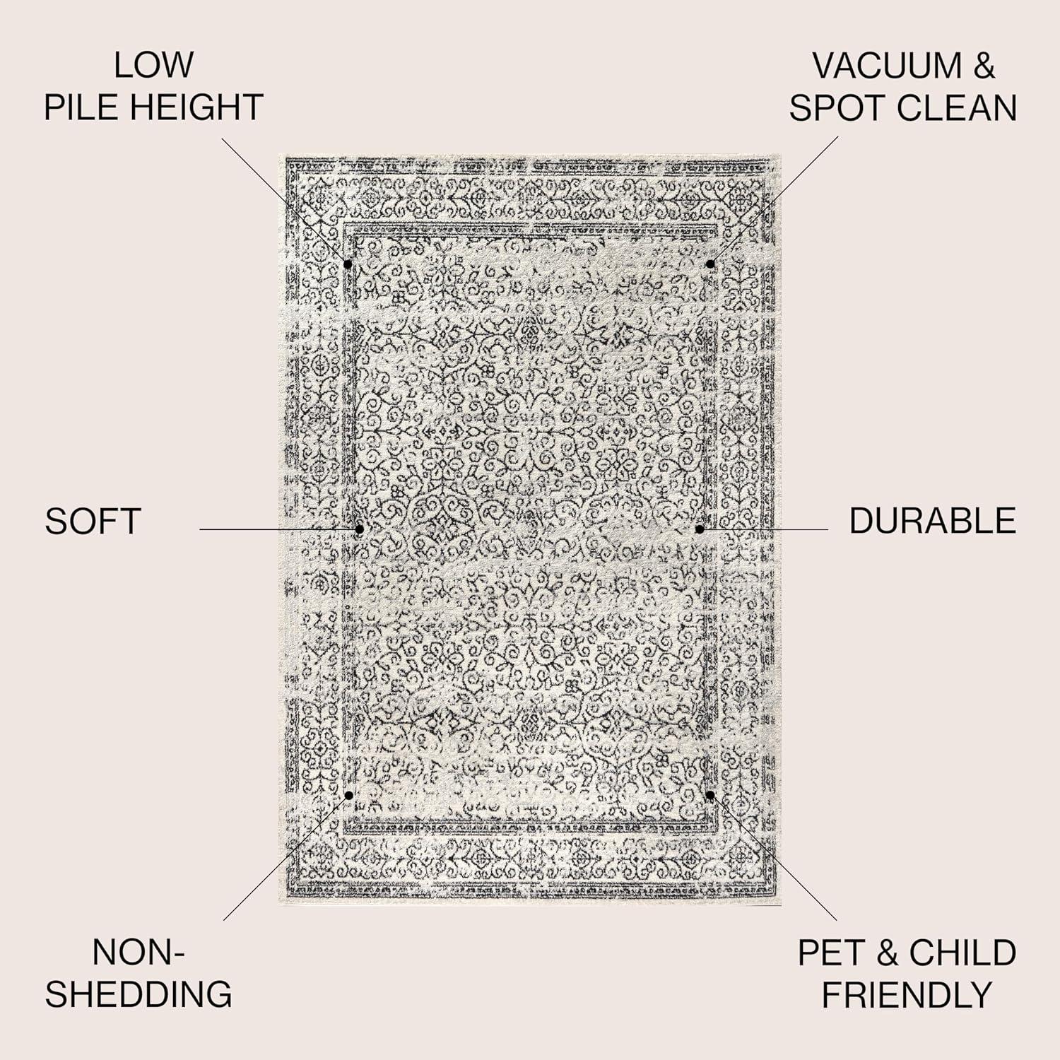 imageJONATHAN Y Bohemian Ferro Filigree Blue Runner Rug 2x8 Vintage Casual Transitional EasyCleaning for Living Room Bedroom Kitchen Pet Friendly NonShedding BMF108B28GrayBlack