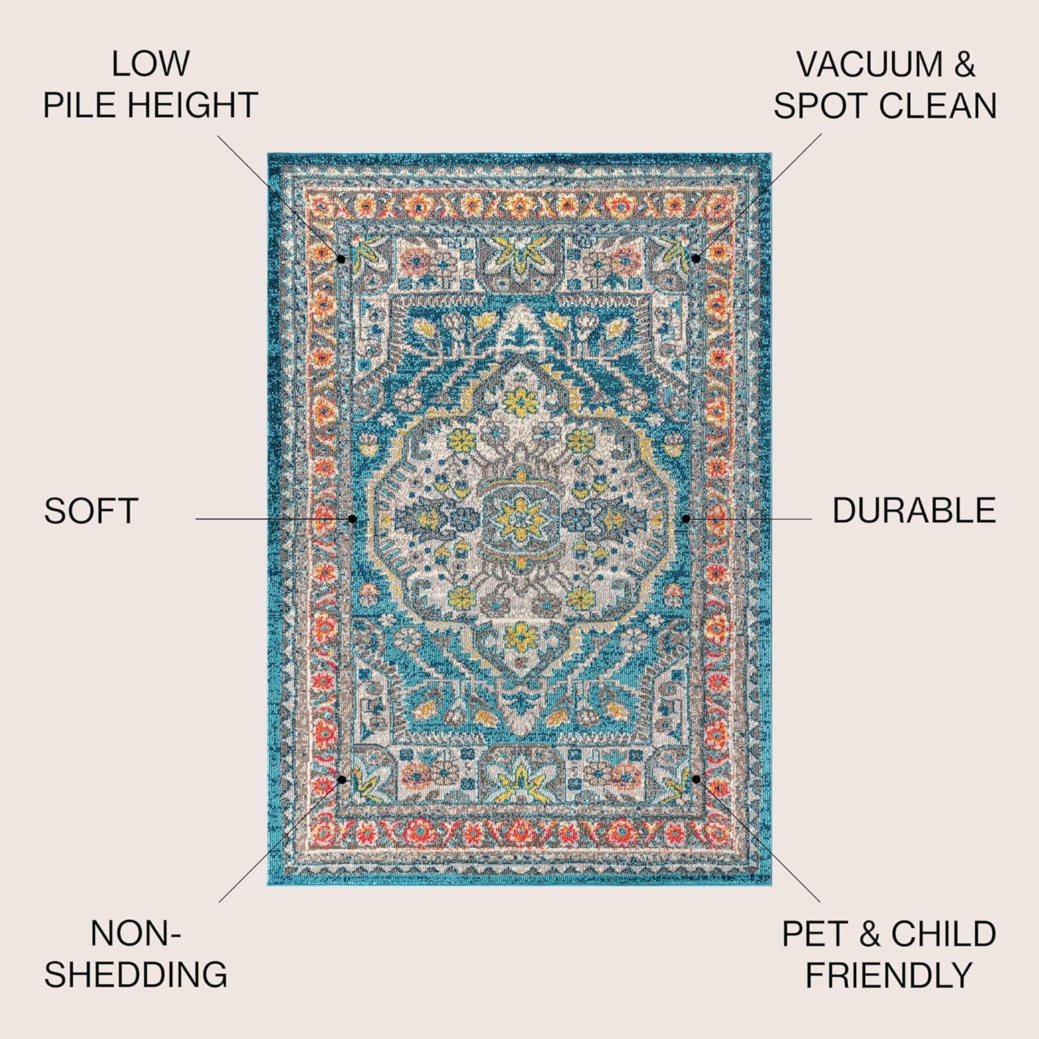imageJONATHAN Y Boho Vintage BlueYellow Runner Rug 2x8 Bohemian Flair Chic Medallion Floral EasyCleaning High Traffic for Living Room Bedroom Kitchen Non Shedding BMF102A28BlueYellow