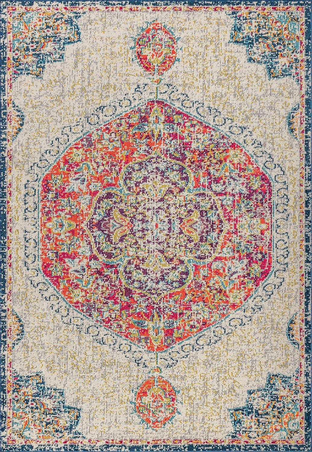 imageJONATHAN Y Boho Vintage CreamOrange Runner Rug 2x8 Bohemian Flair Traditional Medallion EasyCleaning for Living Room Bedroom Kitchen Pet Friendly NonShedding BMF101A2879 x 10 Rectangular