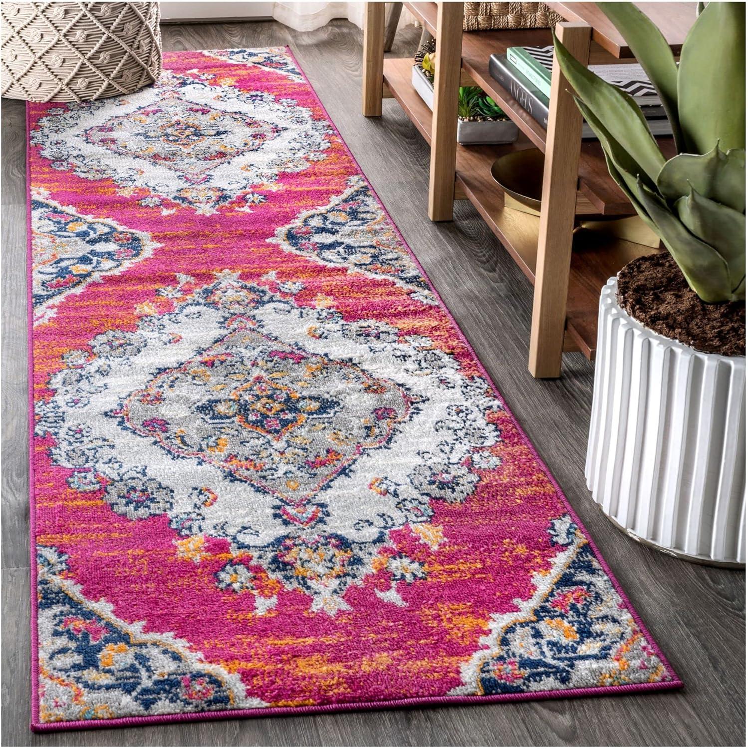 imageJONATHAN Y Boho Vintage Multi Runner Rug 2x8 Bohemian Flair Medallion Chic Floral Easy Cleaning High Traffic for Living Room Bedroom Kitchen Pet Friendly NonShedding BMF105A28Multi Color