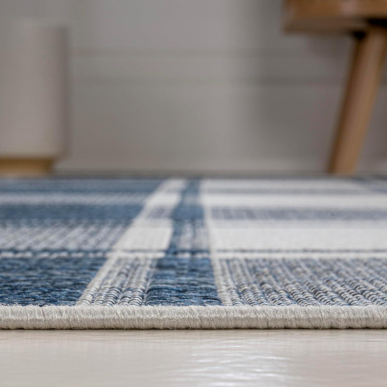 imageJONATHAN Y Bold Gingham Indoor Outdoor Area Rug 8X10 TurquoiseCream Sabine Traditional Farmhouse for Backyard Patio Porch EasyCleaning High Traffic PetFriendly NonShedding TSN203E8NavyCream