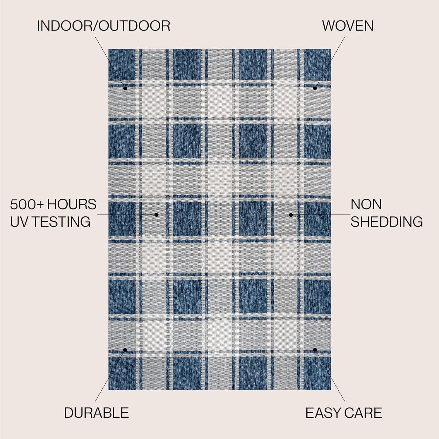 imageJONATHAN Y Bold Gingham Indoor Outdoor Area Rug 8X10 TurquoiseCream Sabine Traditional Farmhouse for Backyard Patio Porch EasyCleaning High Traffic PetFriendly NonShedding TSN203E8NavyCream