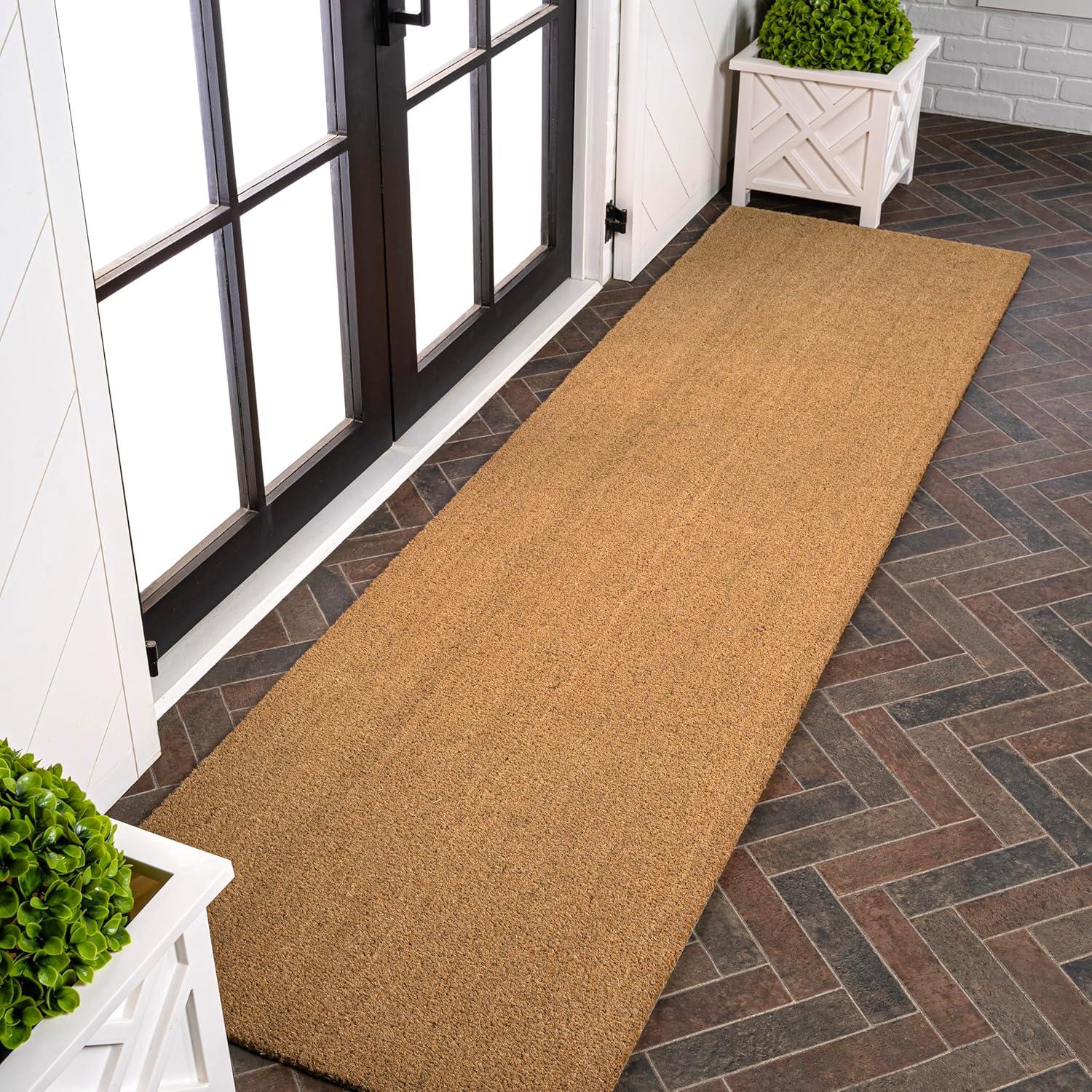 imageJONATHAN Y CHG100A5 Peater Classic Casual Commerical Natural Coir Light Brown 5 ft x 8 ft Doormat for Entrance Front Door EntrywayLight Brown