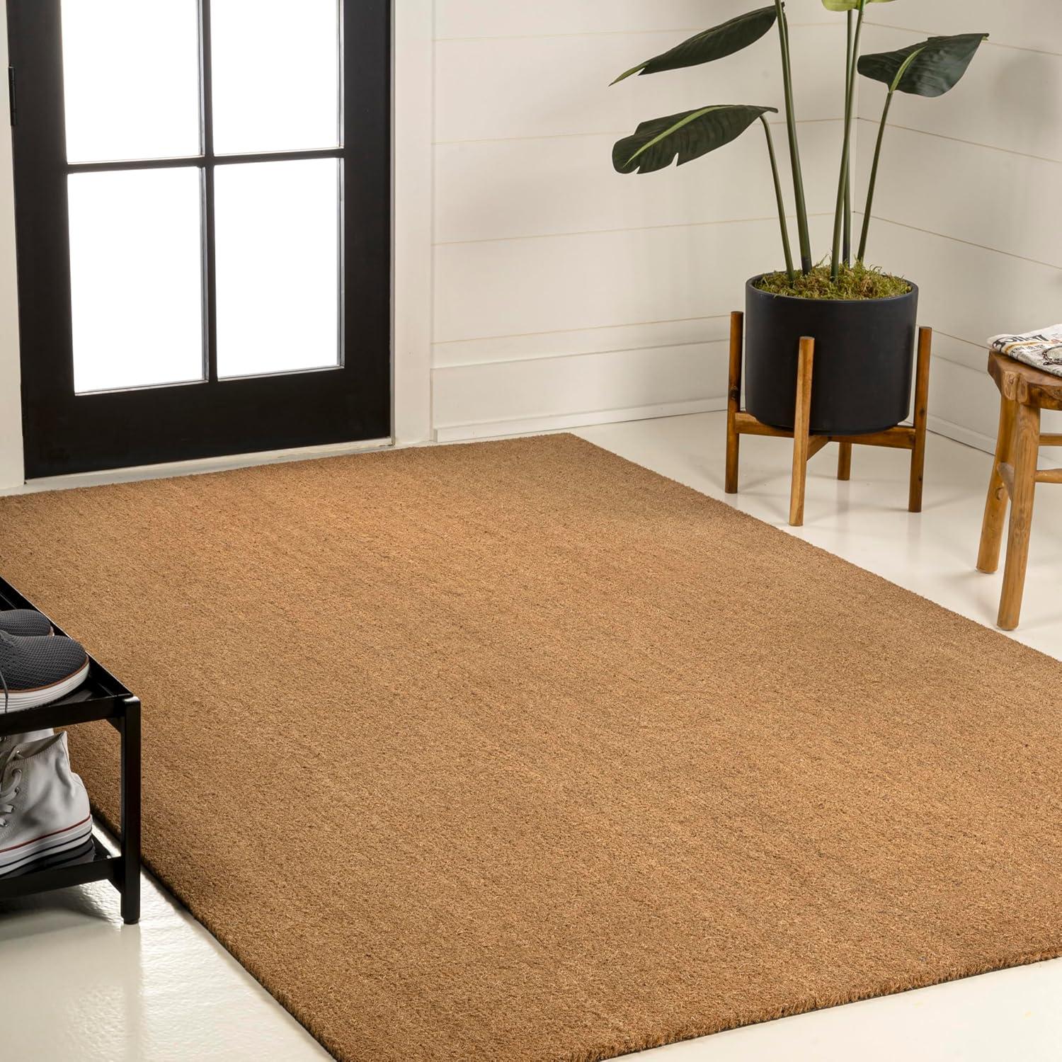 imageJONATHAN Y CHG100A5 Peater Classic Casual Commerical Natural Coir Light Brown 5 ft x 8 ft Doormat for Entrance Front Door EntrywayLight Brown