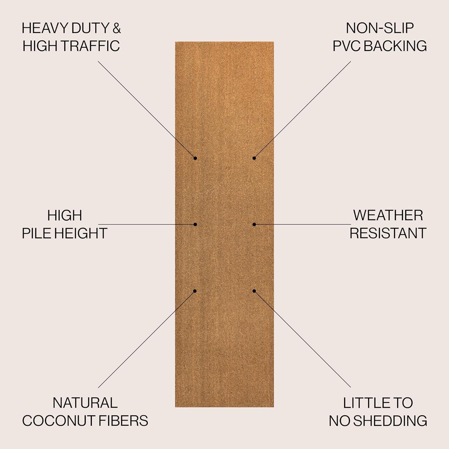 imageJONATHAN Y CHG100A5 Peater Classic Casual Commerical Natural Coir Light Brown 5 ft x 8 ft Doormat for Entrance Front Door EntrywayLight Brown