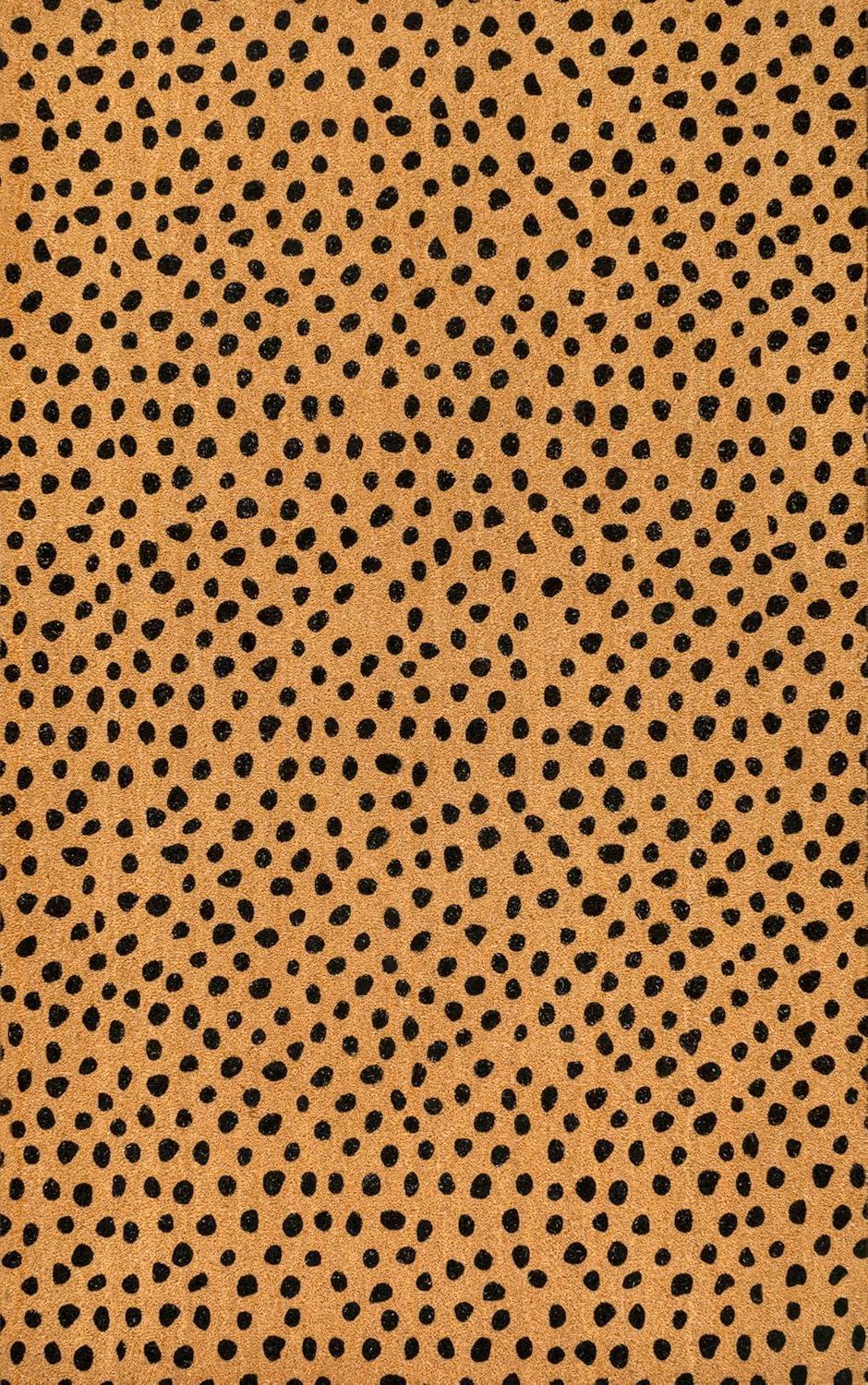 imageJONATHAN Y CHG100A5 Peater Classic Casual Commerical Natural Coir Light Brown 5 ft x 8 ft Doormat for Entrance Front Door EntrywayNaturalBlack Animal Spot