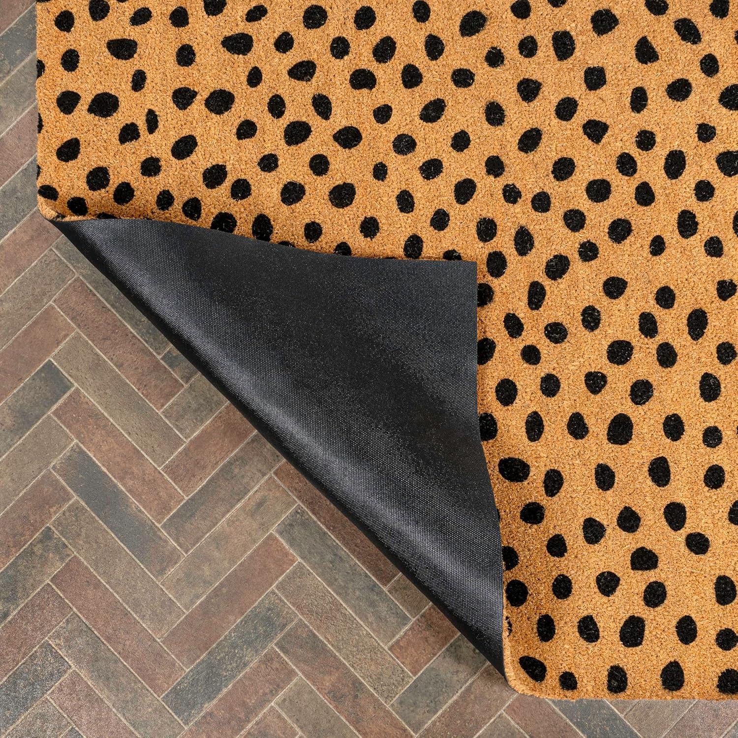 imageJONATHAN Y CHG100A5 Peater Classic Casual Commerical Natural Coir Light Brown 5 ft x 8 ft Doormat for Entrance Front Door EntrywayNaturalBlack Animal Spot