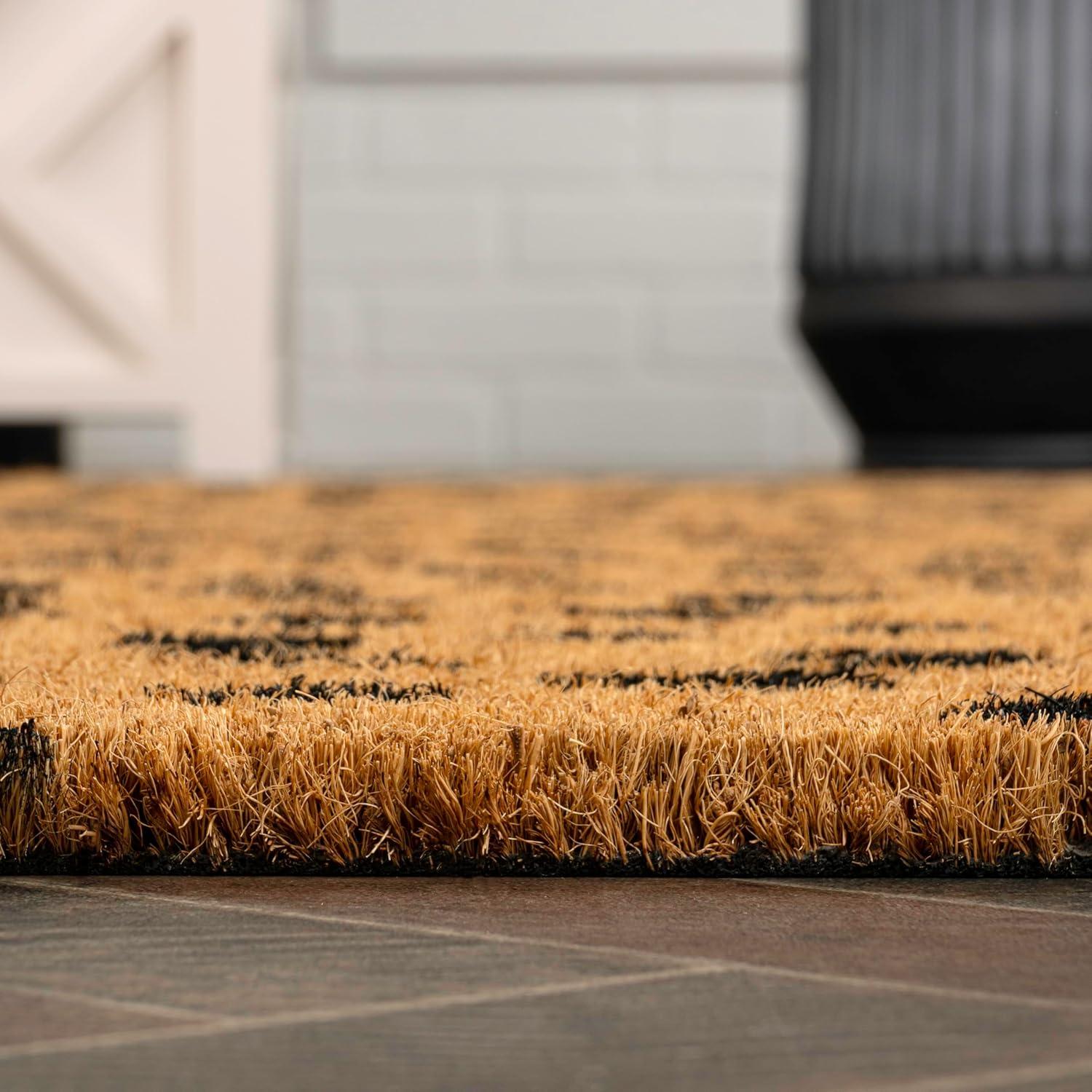 imageJONATHAN Y CHG100A5 Peater Classic Casual Commerical Natural Coir Light Brown 5 ft x 8 ft Doormat for Entrance Front Door EntrywayNaturalBlack Animal Spot