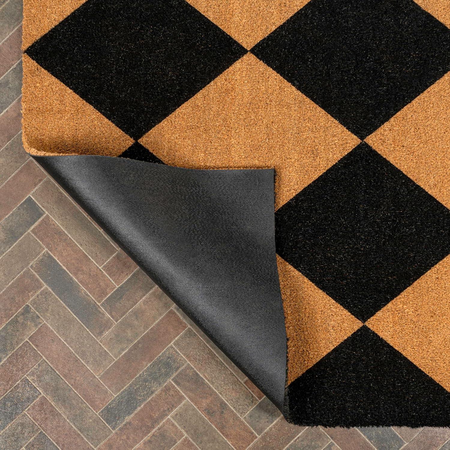 imageJONATHAN Y CHG100A5 Peater Classic Casual Commerical Natural Coir Light Brown 5 ft x 8 ft Doormat for Entrance Front Door EntrywayNaturalBlack Diamond