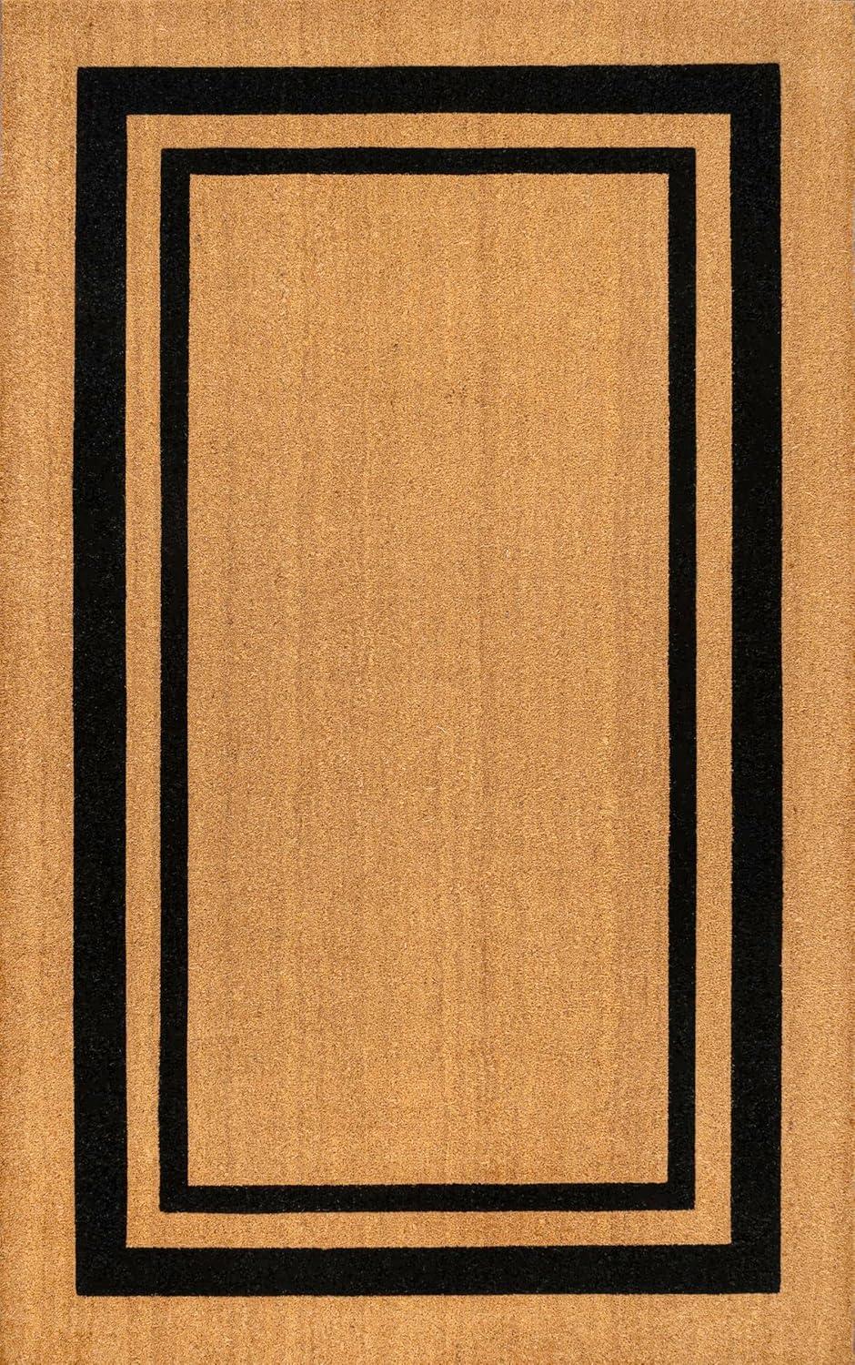 imageJONATHAN Y CHG100A5 Peater Classic Casual Commerical Natural Coir Light Brown 5 ft x 8 ft Doormat for Entrance Front Door EntrywayNaturalBlack Double Border
