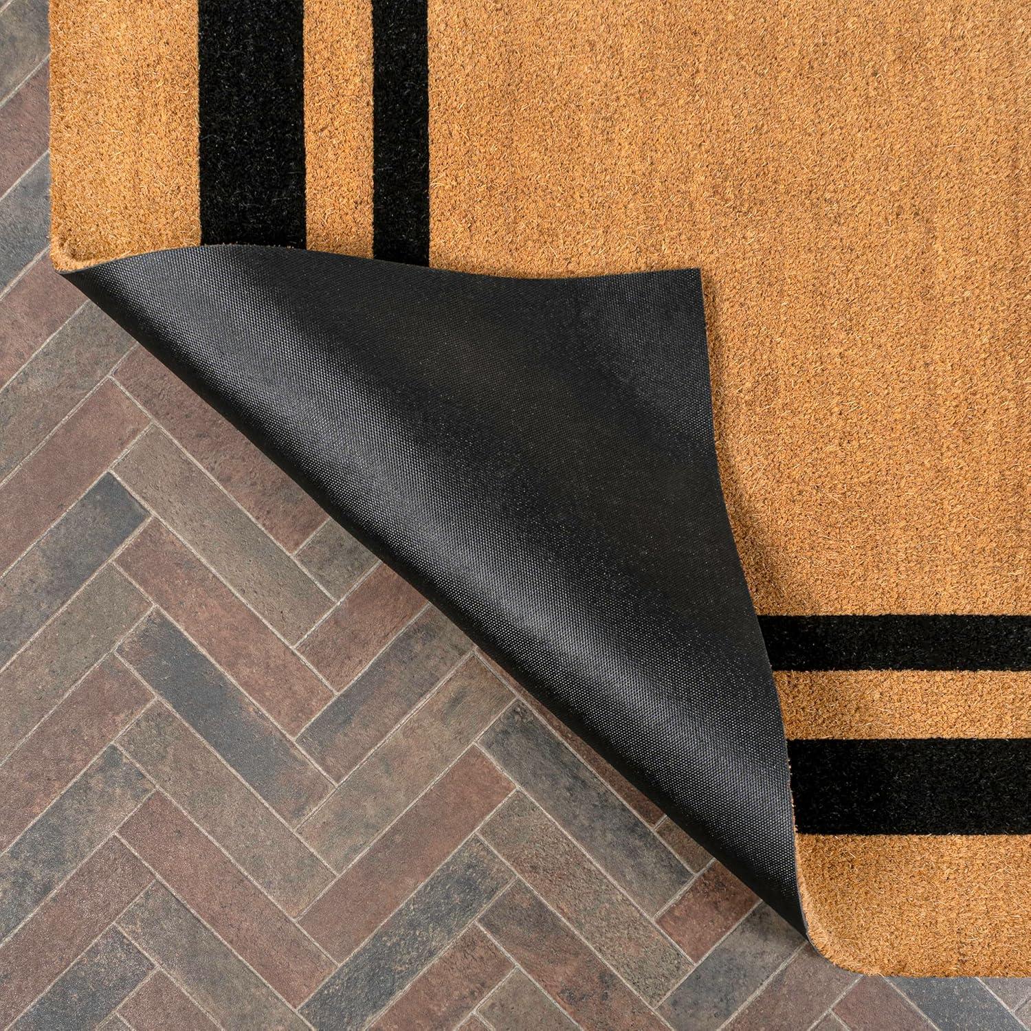 imageJONATHAN Y CHG100A5 Peater Classic Casual Commerical Natural Coir Light Brown 5 ft x 8 ft Doormat for Entrance Front Door EntrywayNaturalBlack Double Border