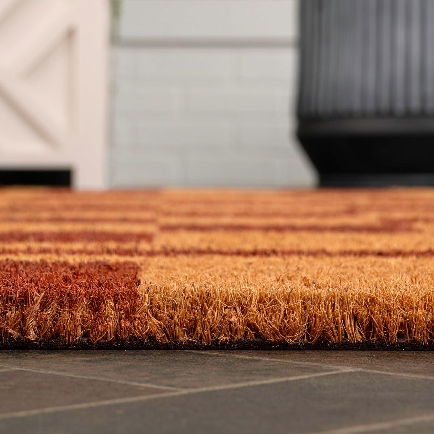 imageJONATHAN Y CHG100A5 Peater Classic Casual Commerical Natural Coir Light Brown 5 ft x 8 ft Doormat for Entrance Front Door EntrywayNaturalRed Checkerboard