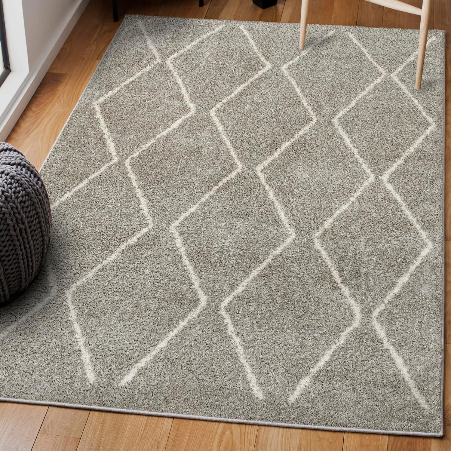 imageJONATHAN Y Catala Moroccan Diamond Shag WhiteGray Runner Rug 2x8 Bohemian Contemporary EasyCleaning for Living Room Bedroom Kitchen Pet Friendly NonShedding MOH405A28GrayIvory