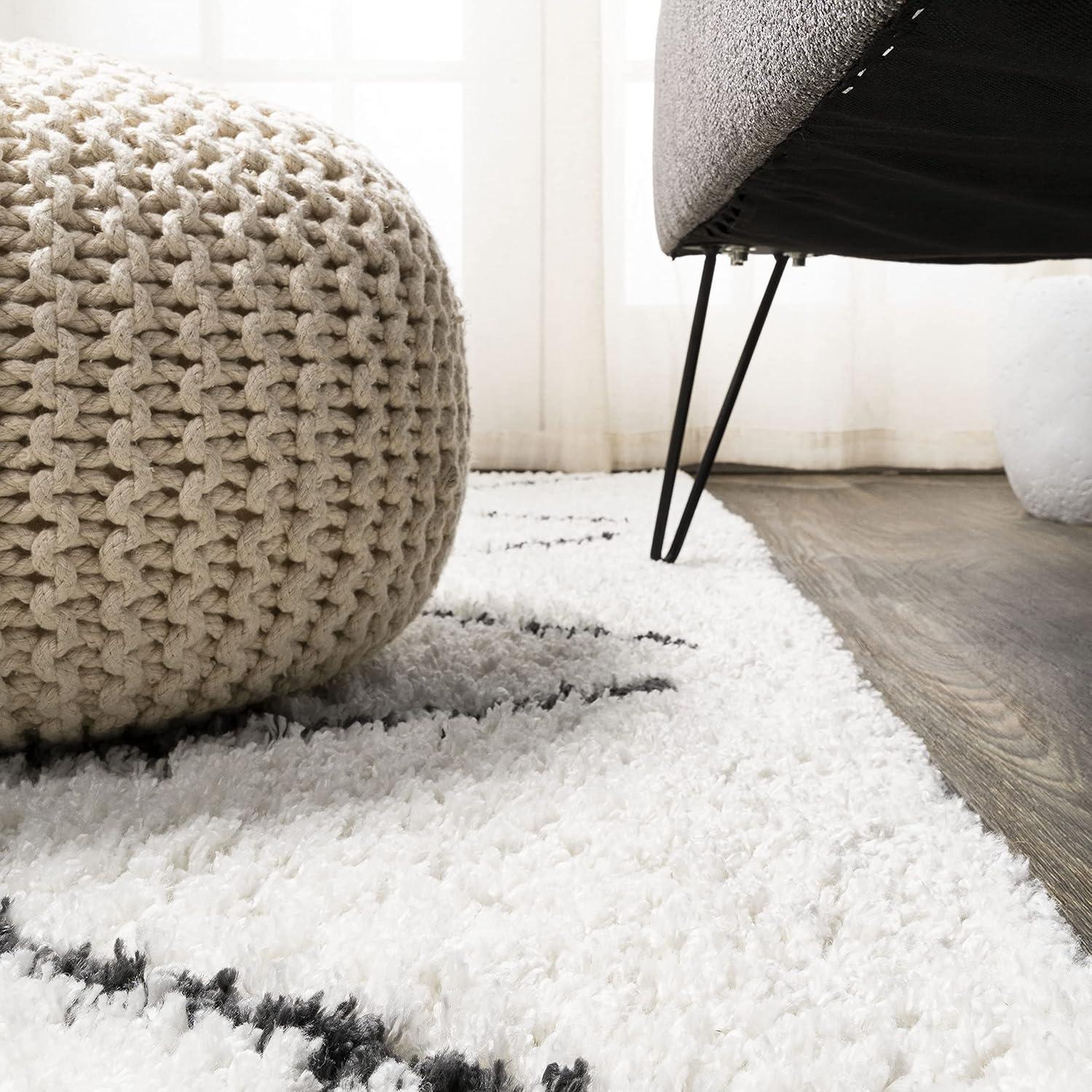 imageJONATHAN Y Catala Moroccan Diamond Shag WhiteGray Runner Rug 2x8 Bohemian Contemporary EasyCleaning for Living Room Bedroom Kitchen Pet Friendly NonShedding MOH405A28WhiteGray