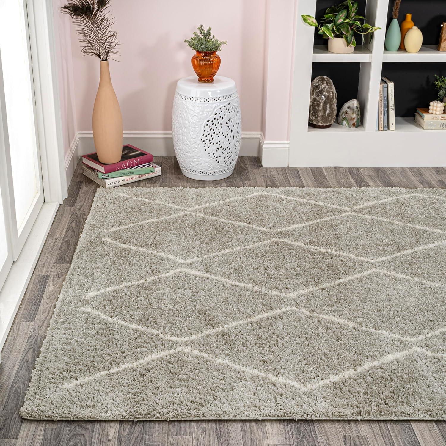 imageJONATHAN Y Catala Moroccan Diamond Shag WhiteGray Runner Rug 2x8 Bohemian Contemporary EasyCleaning for Living Room Bedroom Kitchen Pet Friendly NonShedding MOH405A28GrayIvory